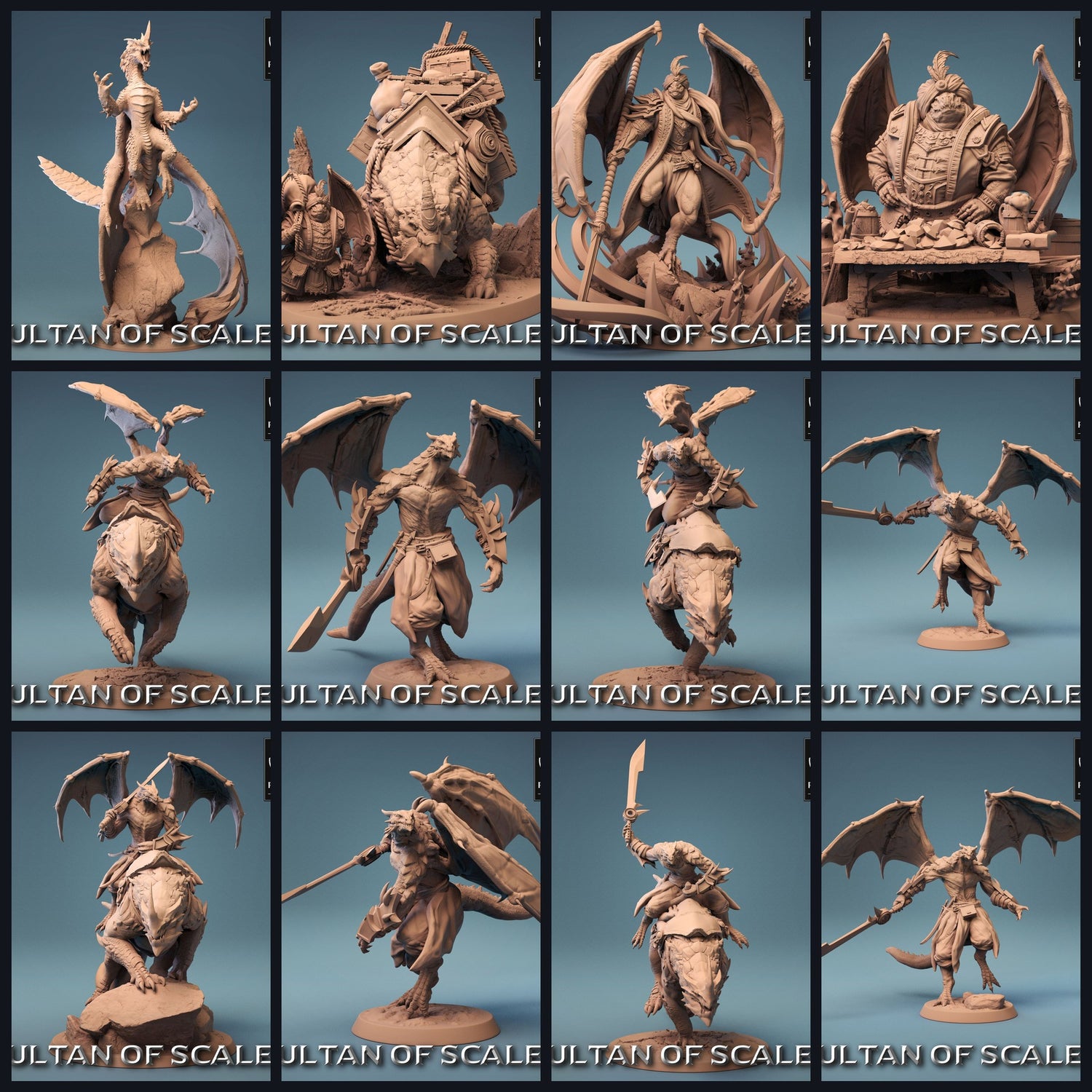 Dieses Bild ist das Kategoriebild für das Release 23_09: Sultan Of Scales - Rescale 3D-gedruckte Drachen und Drachengeborene