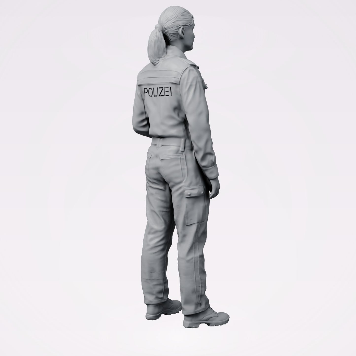 Diorama Modellbau Produktfoto 3: Stehende Figur: Deutscher Polizist in Uniform mit POLIZEI-Aufnäher (B024)