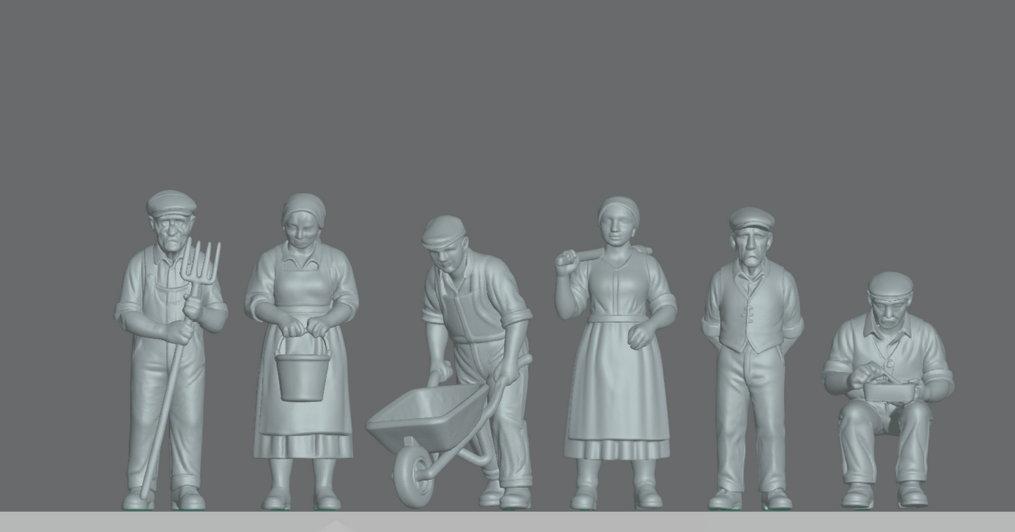 Produktfoto Figur H0, 1:72 - 0: Bauern und Farmer Figuren Set (6 Figuren)