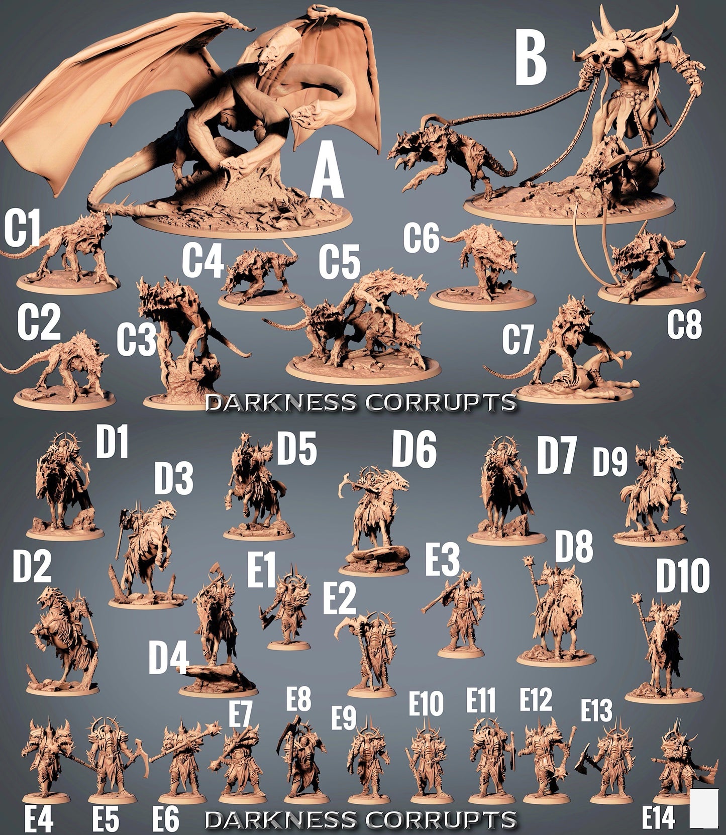 Produktbild 2 von 2: Tabletop Miniatur: Höllenkrieger Darknight - Dämonenritter/Chaoskrieger mit Morgenstern, schwere Plattenrüstung mit Hörnern und Stacheln, stürmender Nahkämpfer, Anführer (23_07_E4)