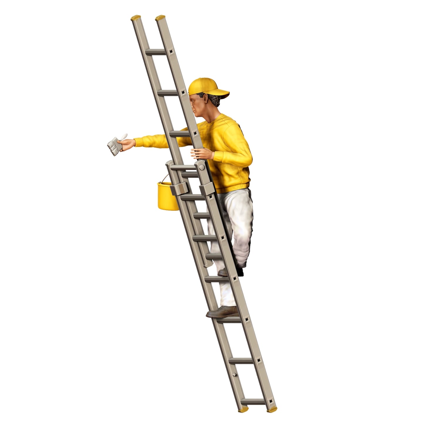 Produktbild 6 von 6: Miniatur Figur: Maler/ Lackierer mit Pinsel und Eimer - Handwerker auf Leiter (Nr. 277)