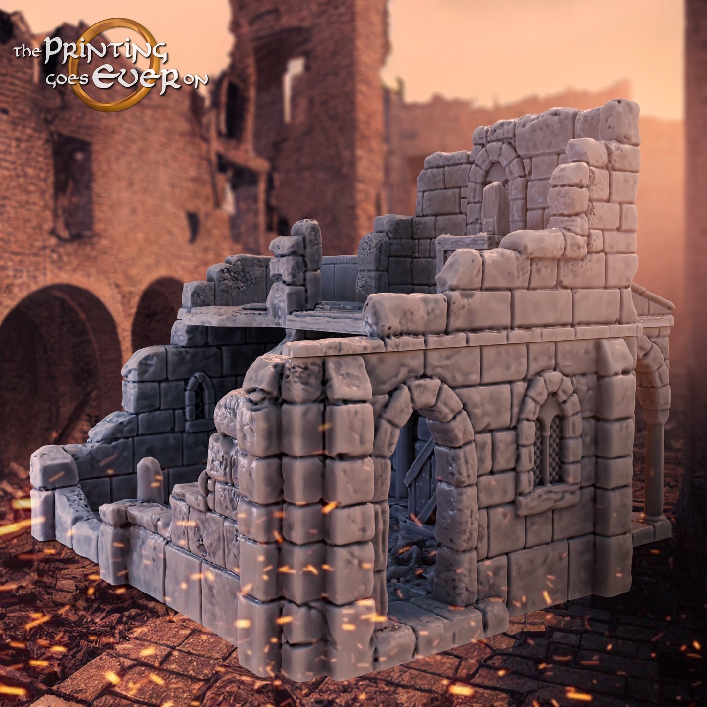 Produktfoto Tabletop 28mm The Printing Goes Ever On (TPGEO) 0: Ruine mittelalterliches Wohnhaus A2 - Überreste Gebäude aus dem Menschenreich Gonthan