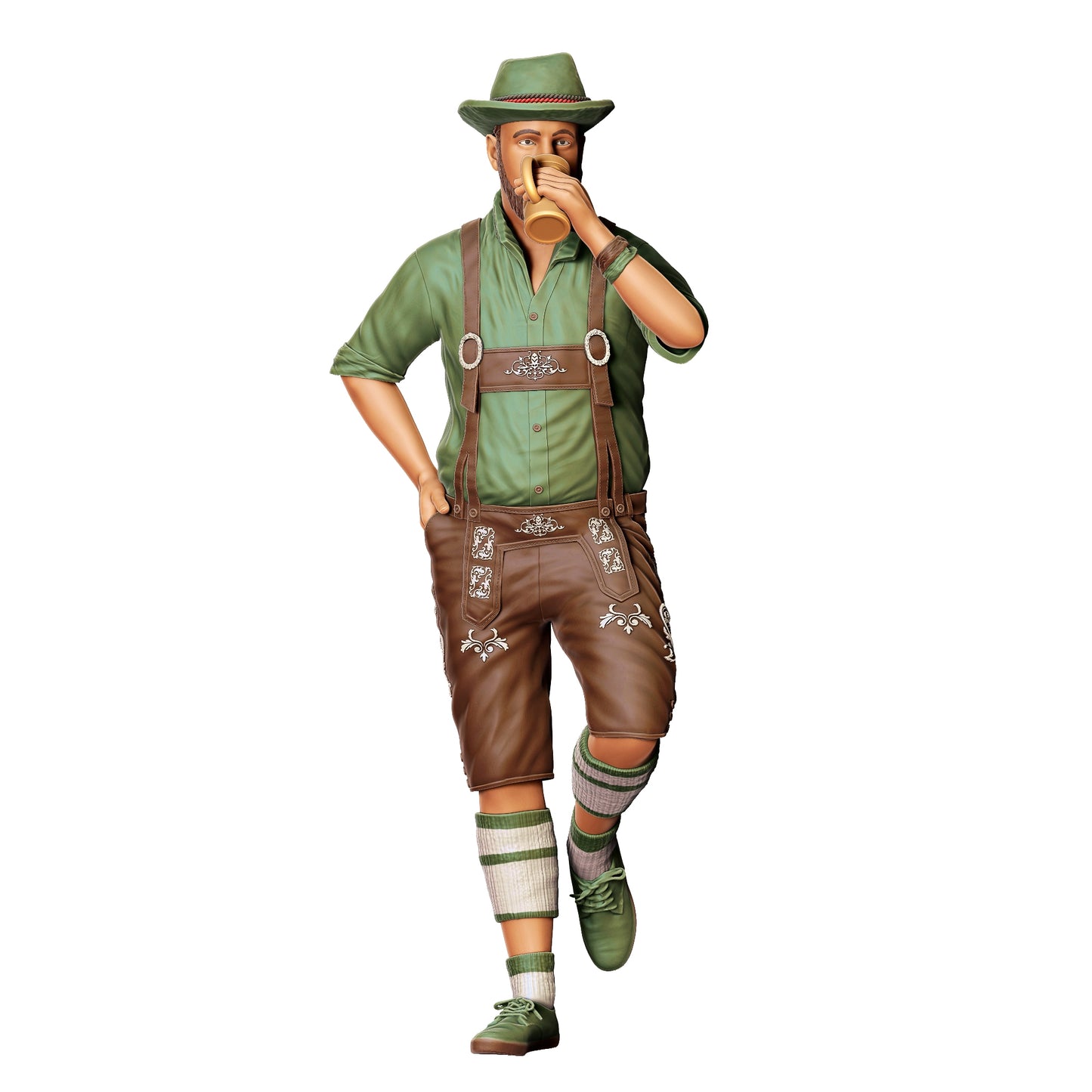 Miniatur Figur Oktoberfest: Wiesen Gäste: Mann mit traditionellem Outfit und Bier Krug (Nr. 289)