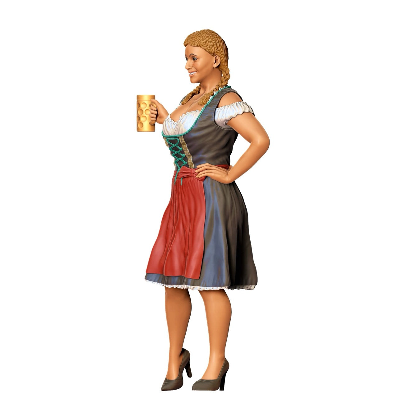 Produktbild 6 von 6: Miniatur Figur Oktoberfest: Wiesen Gäste: Frau mit traditionellem Dirndl Outfit und Bier Krug (Nr. 290)