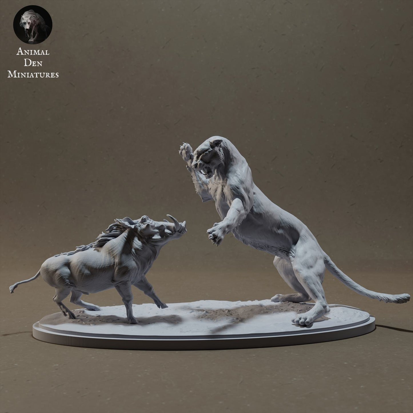 Produktfoto Tier Figur Diorama, Modellbau: 0: Wildtier Figur: Leopard jagt Warzenschwein – Tiere der Savanne (Ref 23_03_03)