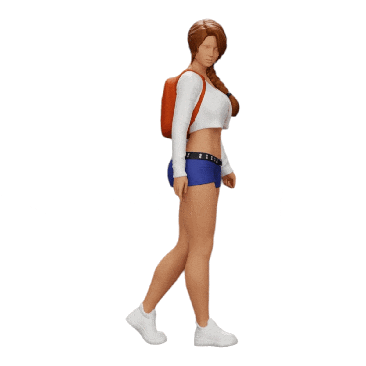 Miniatur Figur: Sexy Mädchen, in Shorts, Minishirt und Rucksack (Nr. a0)
