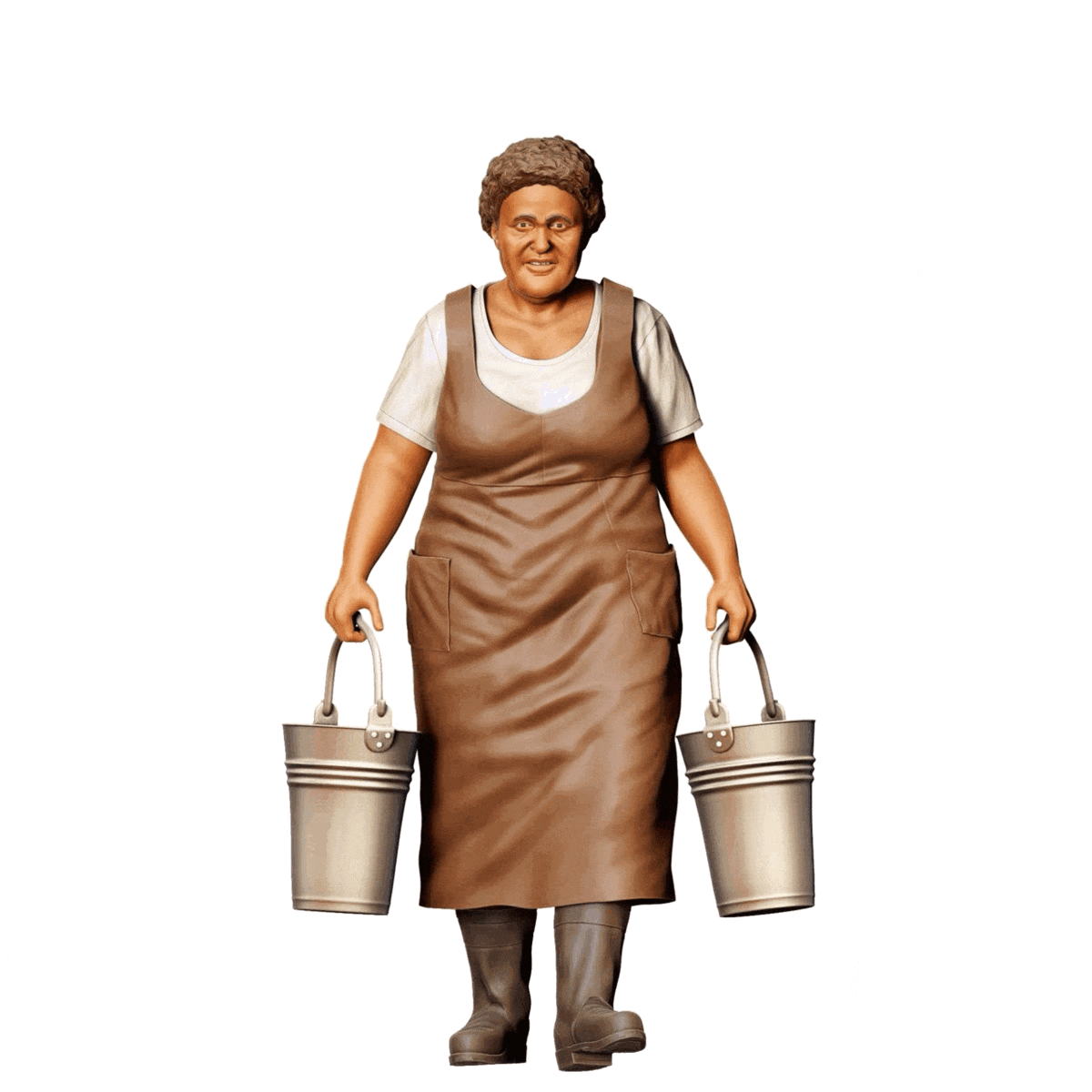 Miniatur Figur: Bäuerin mit Eimern - Alte Landwirtin bei der Arbeit (Nr. 302)
