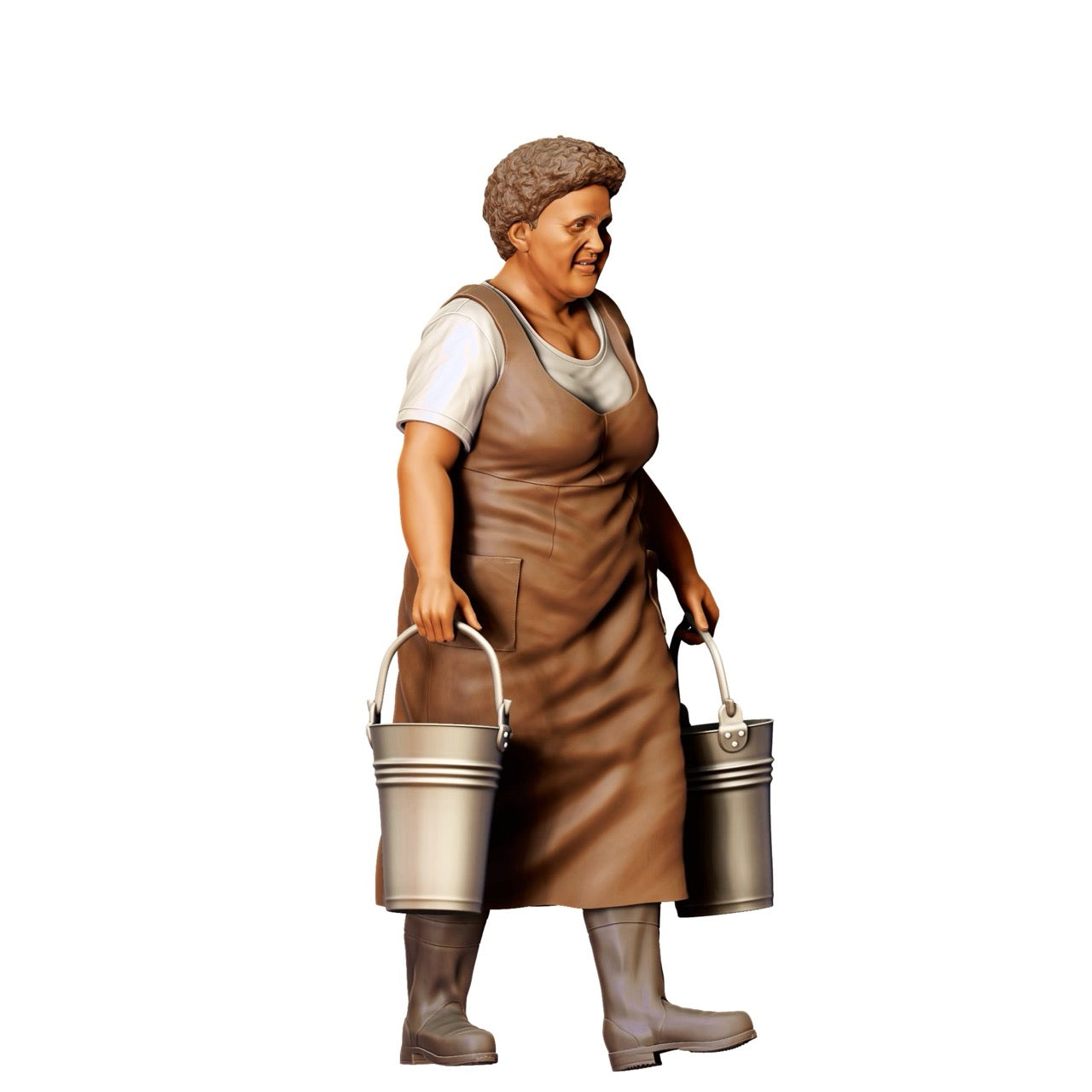 Miniatur Figur: Bäuerin mit Eimern - Alte Landwirtin bei der Arbeit (Nr. 302)