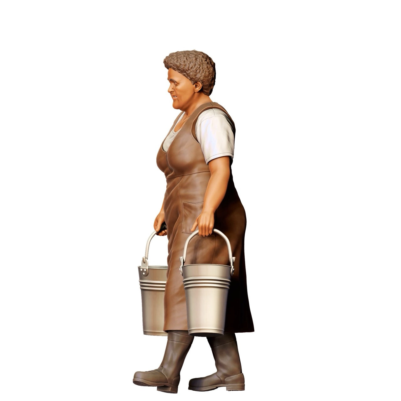 Miniatur Figur: Bäuerin mit Eimern - Alte Landwirtin bei der Arbeit (Nr. 302)