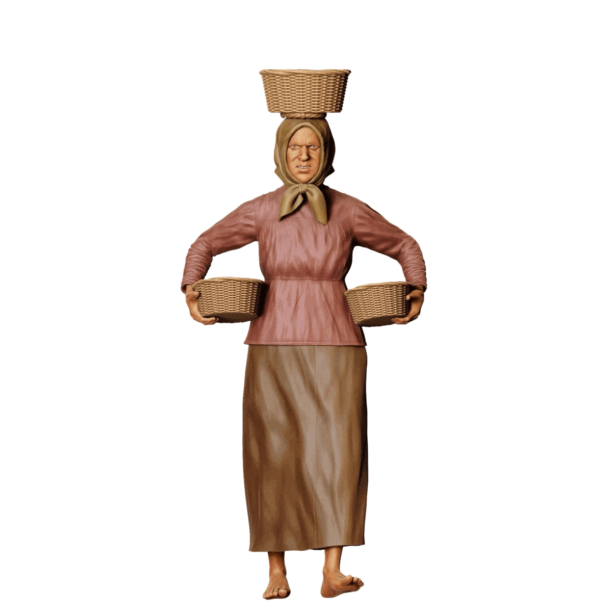 Miniatur Figur: Bäuerin mit Körben - Alte Landwirtin bei der Abriet (Nr. 303)
