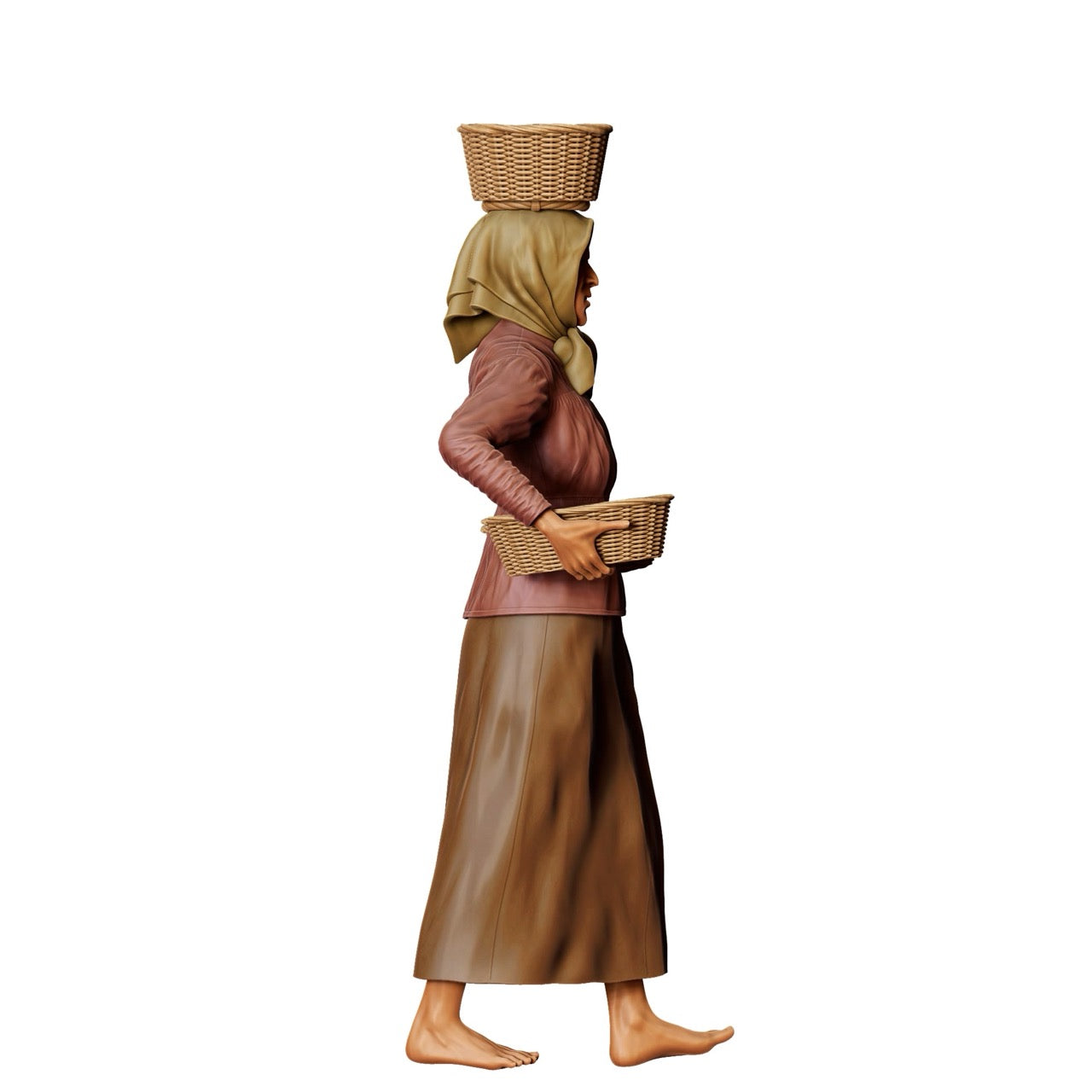 Miniatur Figur: Bäuerin mit Körben - Alte Landwirtin bei der Abriet (Nr. 303)
