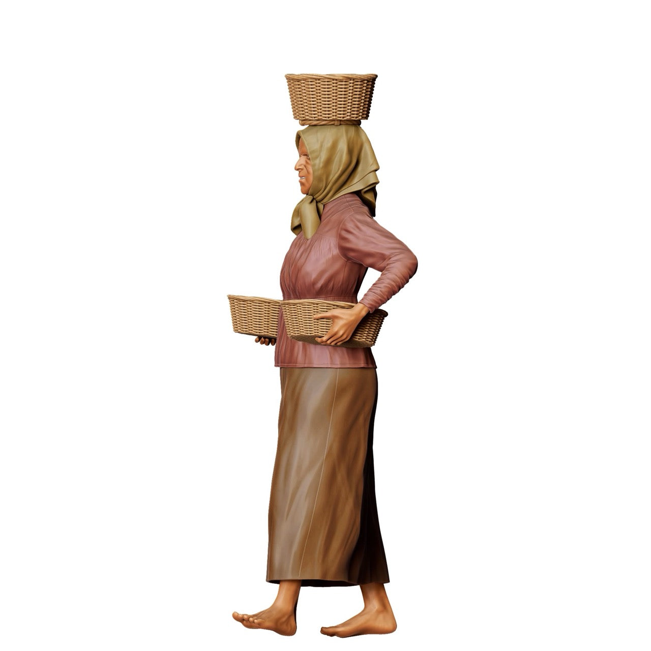 Produktbild 7 von 7: Miniatur Figur: Bäuerin mit Körben - Alte Landwirtin bei der Abriet (Nr. 303)