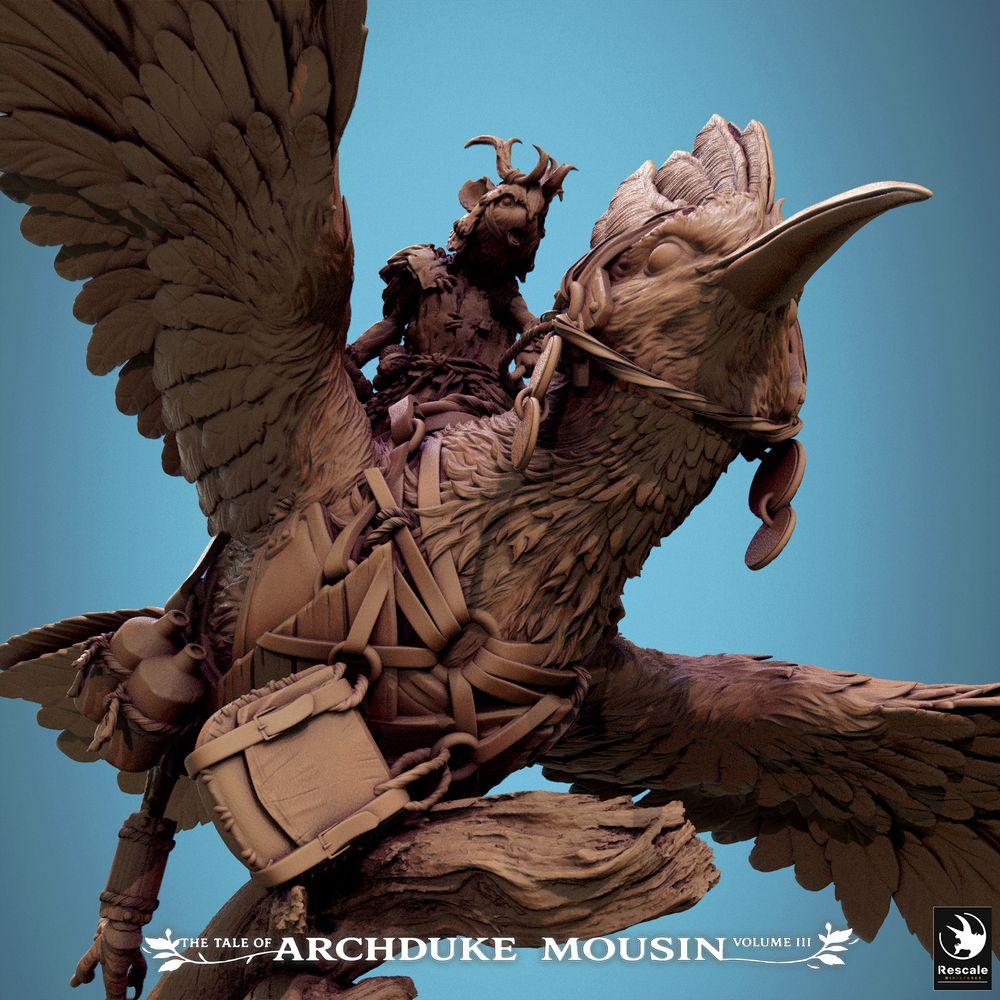 Produktfoto Tabletop 28mm Lord of the Print (LotP) 4: Tabletop Miniatur: Maus-Ritter auf Wiedehopf (Hoopoe) - Vogelreiter der Luftkavallerie mit Säbel, Skirmish-Heldenfigur, Bestienreiter (25_07_E1)