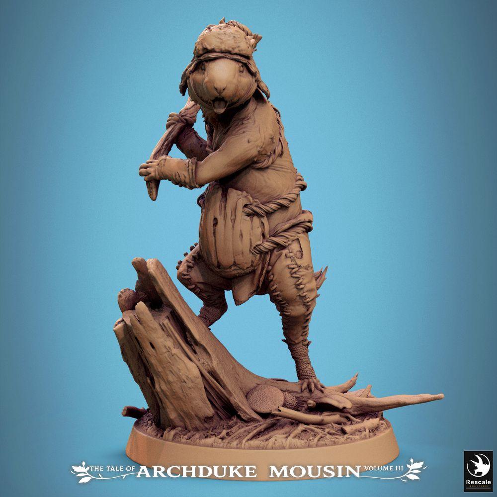 Produktfoto Tabletop 28mm Lord of the Print (LotP) 0: Tabletop Miniatur: Lemming Krieger - Nager-Barbar mit Keule, Waldspäher, Stammeskämpfer (Lemming Attack) (25_07_L1)