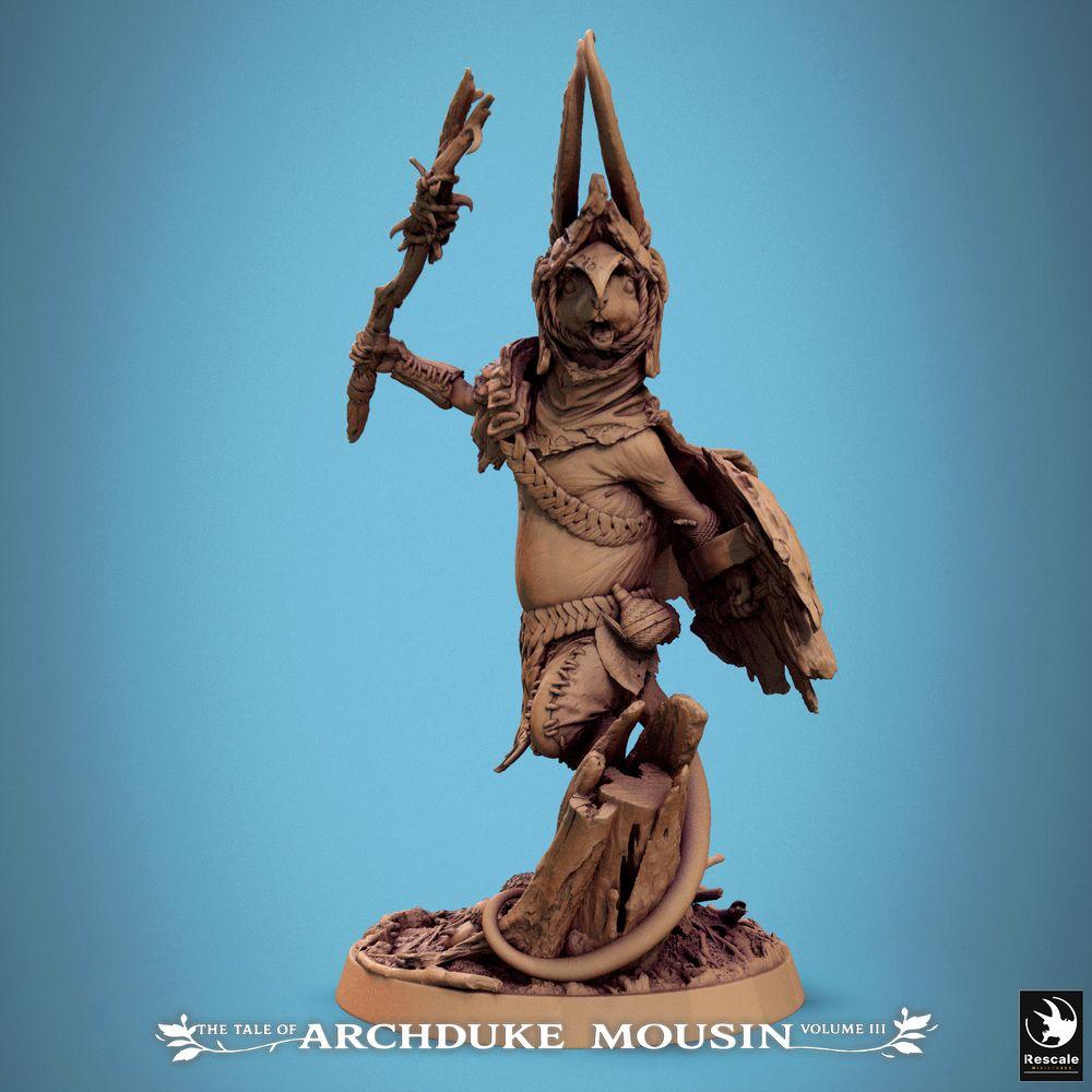 Produktfoto Tabletop 28mm Lord of the Print (LotP) 0: Fantasy Tabletop Miniatur: Maus Krieger mit Rundschild und Keule, Tiermensch-Ritter, Schildkämpfer, Stammeswächter, Schamanenkrieger (25_07_I9)
