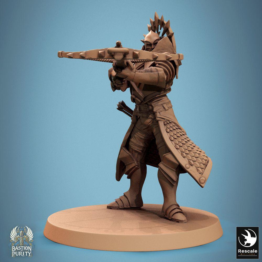 Produktfoto Tabletop 28mm Lord of the Print (LotP) 0: Tabletop Miniatur: Bastion Armbrustschütze / Arbalist (Bastion Crossbowman), Elite Fantasy-Fernkämpfer in Plattenrüstung - Söldner, Miliz, Infanterie, Wargaming Skirmish (24_09_C6)
