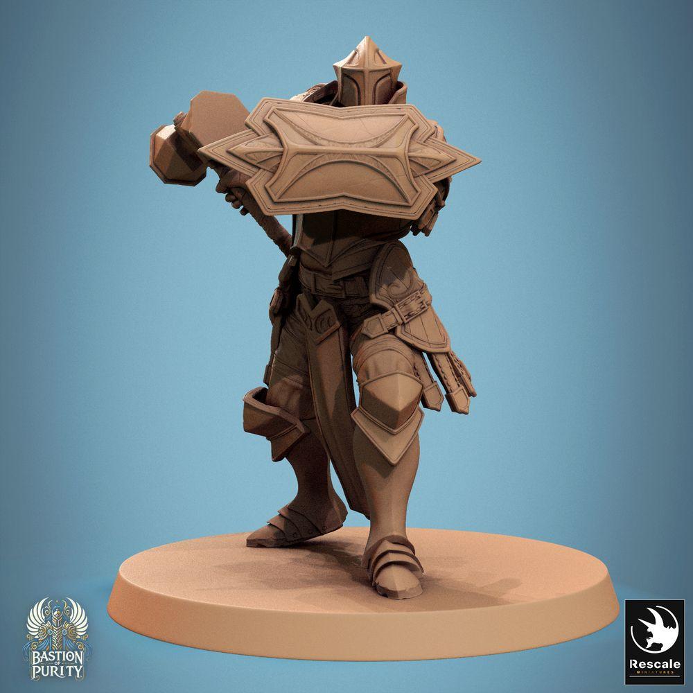 Produktfoto Tabletop 28mm Lord of the Print (LotP) 0: Tabletop Miniatur: Paladin Ordensritter mit Turmschild und Kriegshammer - schwer gepanzerter Schildträger, Heiligkrieger, Frontkämpfer/Tank (24_09_C17)
