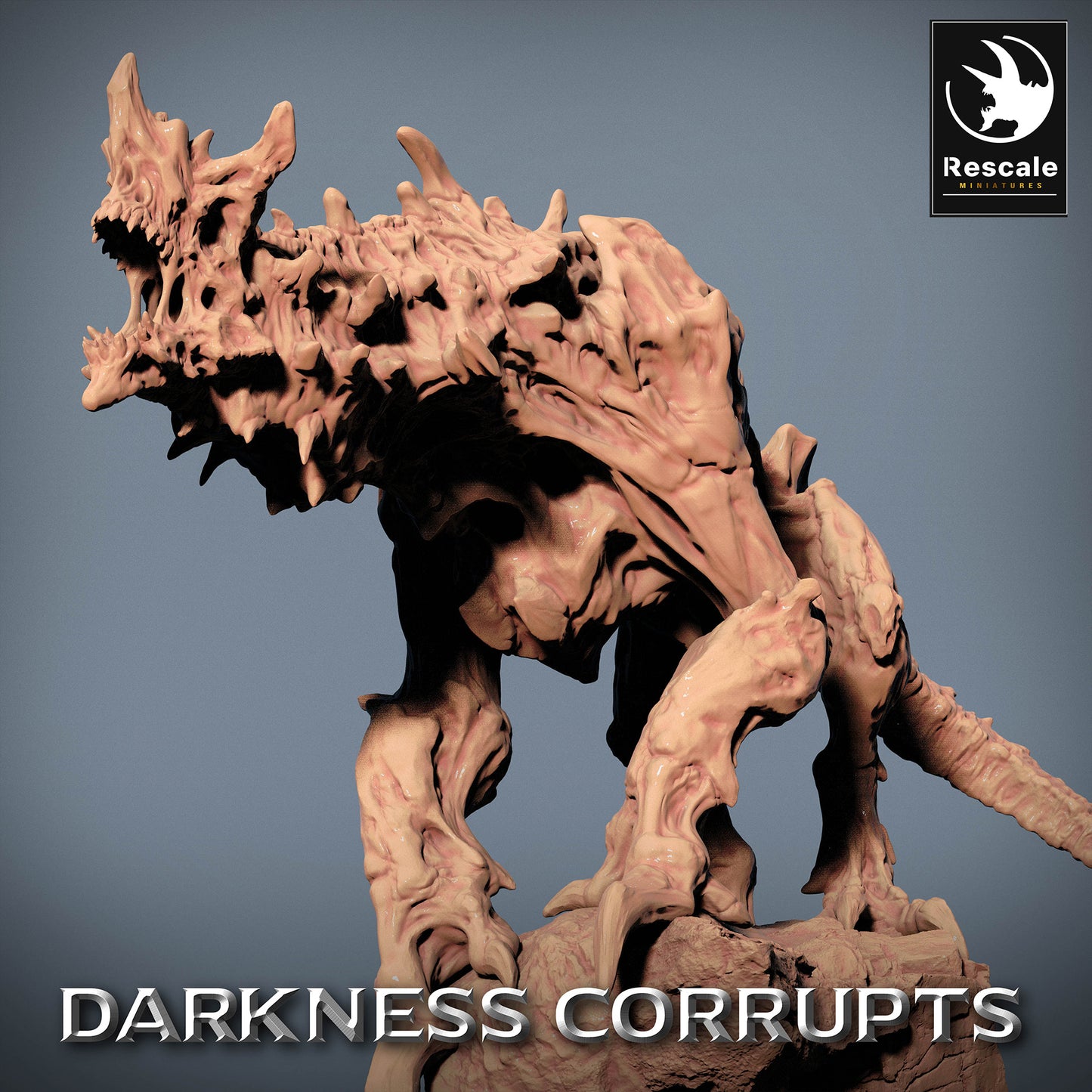 Produktbild 4 von 4: Fantasy Figur: Höllenhund Hellhound, Dämonenbestie Abgrundbrut, Albtraumhund und Boss-Monster mit Dornenrücken, Knochenplatten, überlangen Klauen und Peitschenschwanz (23_07_C3)