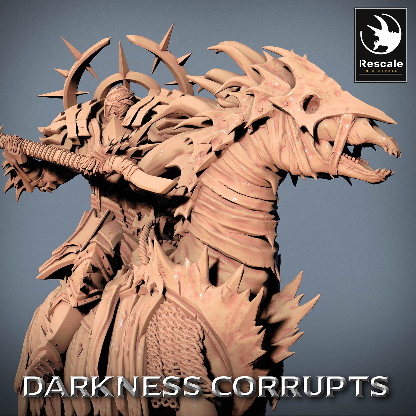 Produktbild 4 von 4: Tabletop Miniatur: Höllenreiter - berittener Dämonenkrieger auf dämonischem Reittier mit zweihändiger Kriegsaxt, Dark-Fantasy Axtkämpfer und Chaoskrieger, Wargaming Boss-Modell und Armeeanführer (23_07_D6)