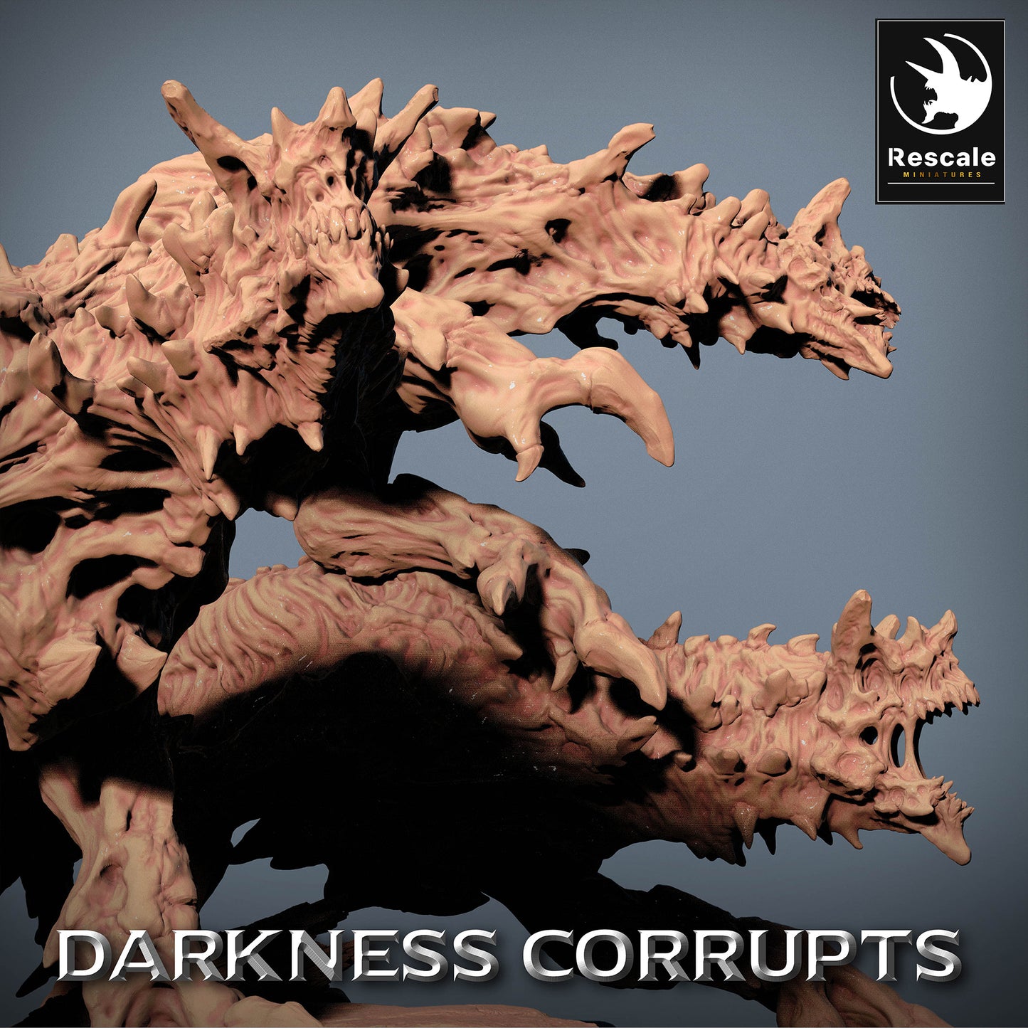 Produktbild 4 von 4: Tabletop Miniatur: Höllenhund Chimäre, mehrköpfige Dämonenbestie, Hydra-ähnliche Abgrundbestie, Boss-Monster auf Fels-Base (23_07_C5)