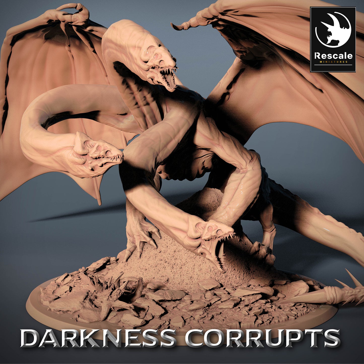 Produktbild 5 von 5: Tabletop Miniatur: Hydra - mehrköpfige Schlangenhydra, dämonische Drachenbrut mit Membranflügeln, Bossmonster aus der Unterwelt (23_07_A)