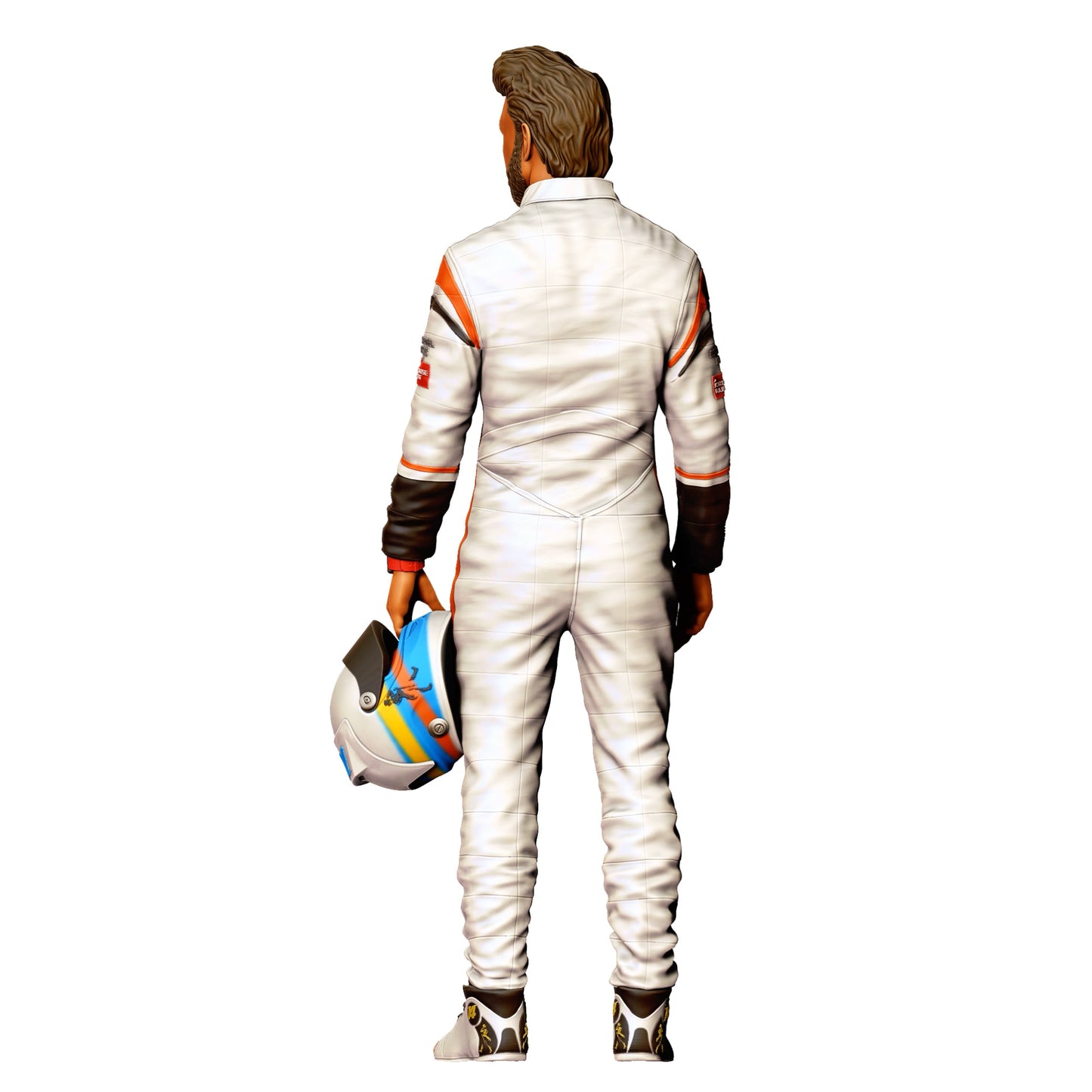 Diorama Modellbau Produktfoto 0: Rennfahrer in Overall – Figur mit Helm in der Hand (Ref. Nr. 415)