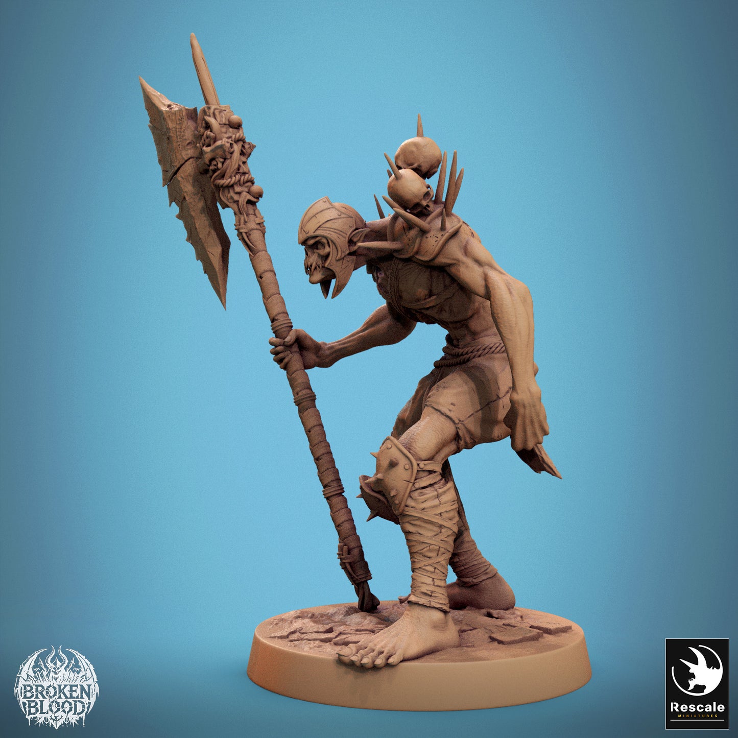 Produktfoto Tabletop 28mm Lord of the Print (LotP) 1: Tabletop Miniatur: Ghoul Berserker - Untoter Wächter mit Großaxt, dämonischer Schädeljäger (24_11_C15)