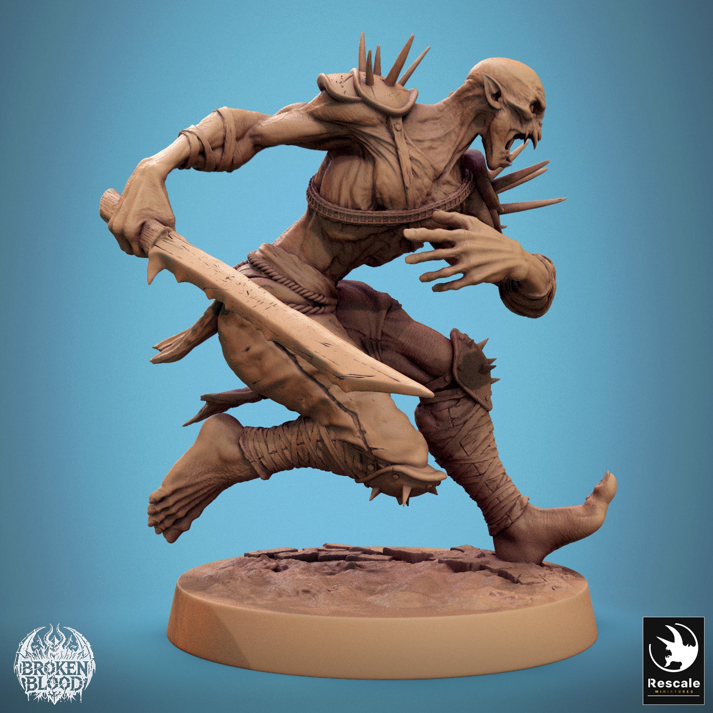 Produktfoto Tabletop 28mm Lord of the Print (LotP) 1: Tabletop Miniatur: Ghoul Ravager - Untoter Schwertkämpfer, verfluchter Berserker mit zweihändigem Langschwert (24_11_C17)