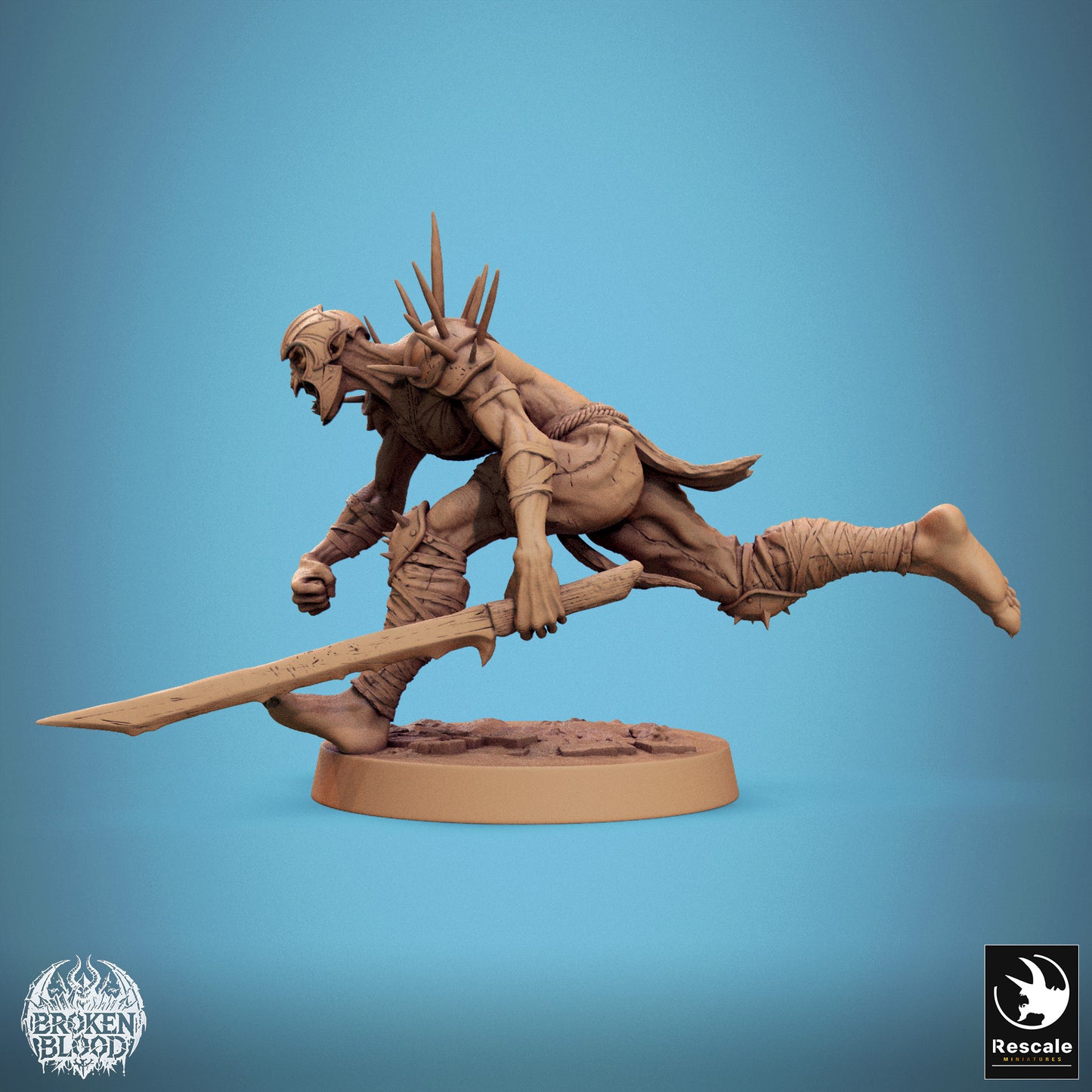 Produktfoto Tabletop 28mm Lord of the Print (LotP) 1: Tabletop Miniatur: Ghoul Ravager - Ghul-Berserker im Ansturm mit Keule, Untoter Krieger, Chaos-Barbar, verfluchter Champion (24_11_C23)