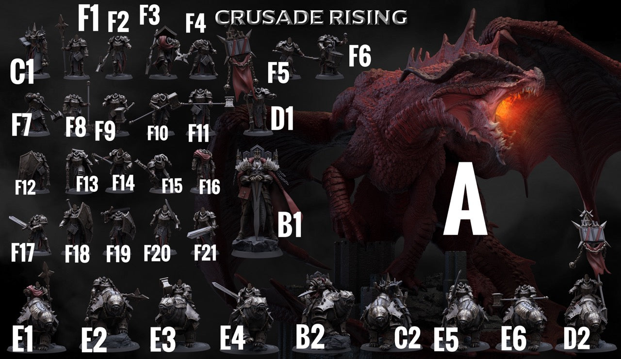 Produktbild 5 von 5: Fantasy Figur: Tempelritter Paladin auf gepanzertem Kriegsbär - Bärenreiter, Kavallerieheld mit Schwert, Kriegsherr und Champion, Templar Knight (23_04_E5)