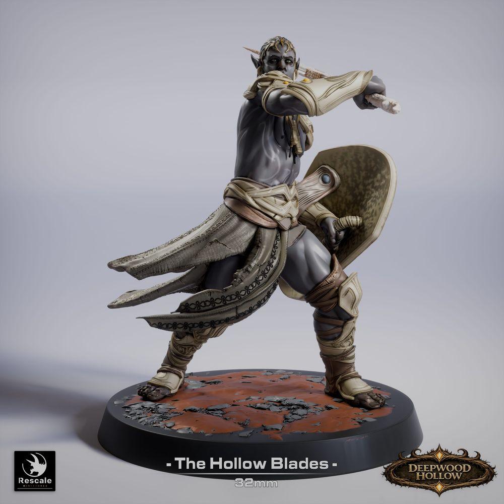 Produktfoto Tabletop 28mm Lord of the Print (LotP) 0: Fantasy Figur: Dunkelelf Schildkämpfer, Duellant und Nahkämpfer mit Kurzsäbel und Buckler - Dark Elf (26_03_G8)