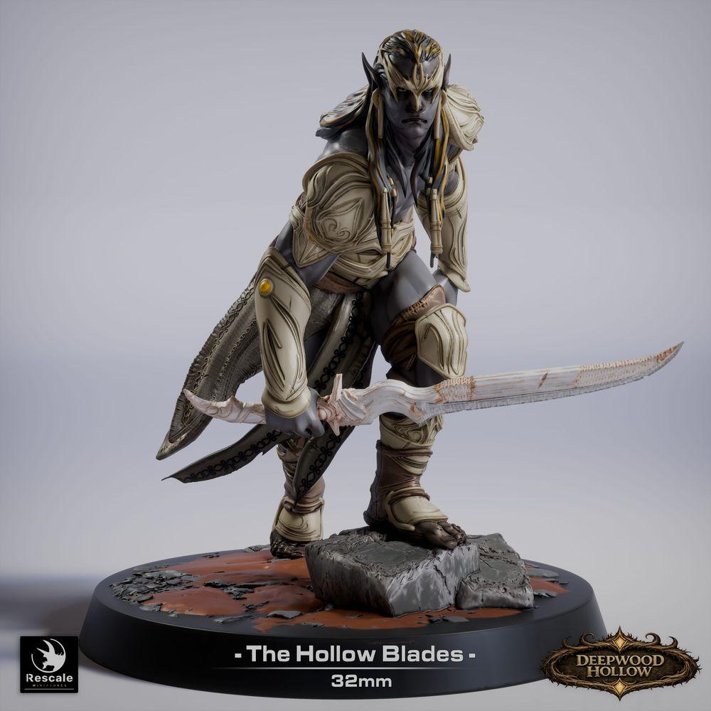 Produktfoto Tabletop 28mm Lord of the Print (LotP) 0: Tabletop Miniatur: Dunkelelf / Dark Elf Assassine und Duellant, Schattenklinge mit zwei gekrümmten Klingen (26_03_G15)