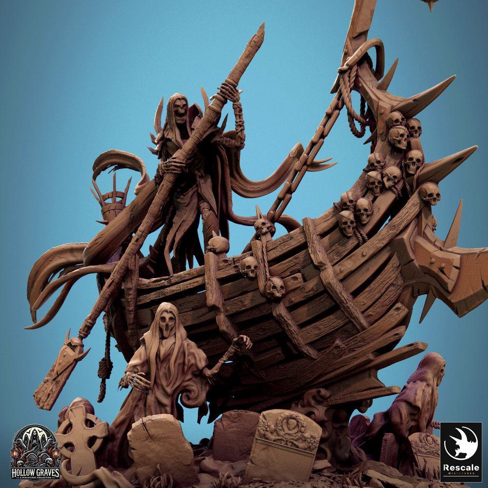 Produktfoto Tabletop 28mm Lord of the Print (LotP) 0: Tabletop Miniatur: Untoter Geisterkapitän und Totenfährmann auf Geisterschiff - Nekromant, Anführer der Untoten, mit Stab und Langschwert - G Zaltryn the Waverender (24_10_G)