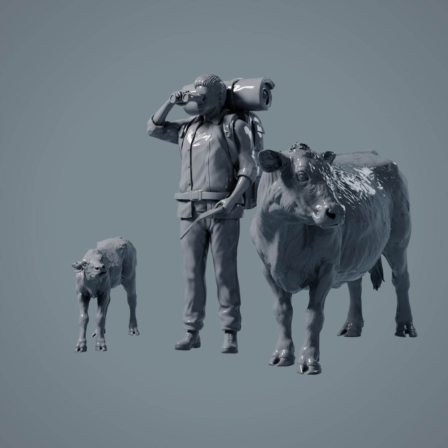 Farm Tier Figur: Kuh und Kalb - Red Devon Cow (a029)
