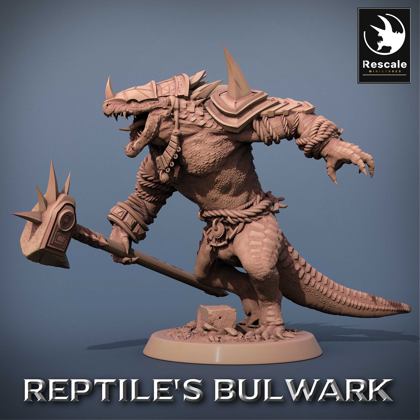Produktbild 2 von 2: Tabletop Miniatur: Echsenmensch Krieger mit Zweihand-Kriegshammer, Lizardfolk Warlord, Saurian Champion, Frontbrecher, Tempelwächter (23_06_F11)