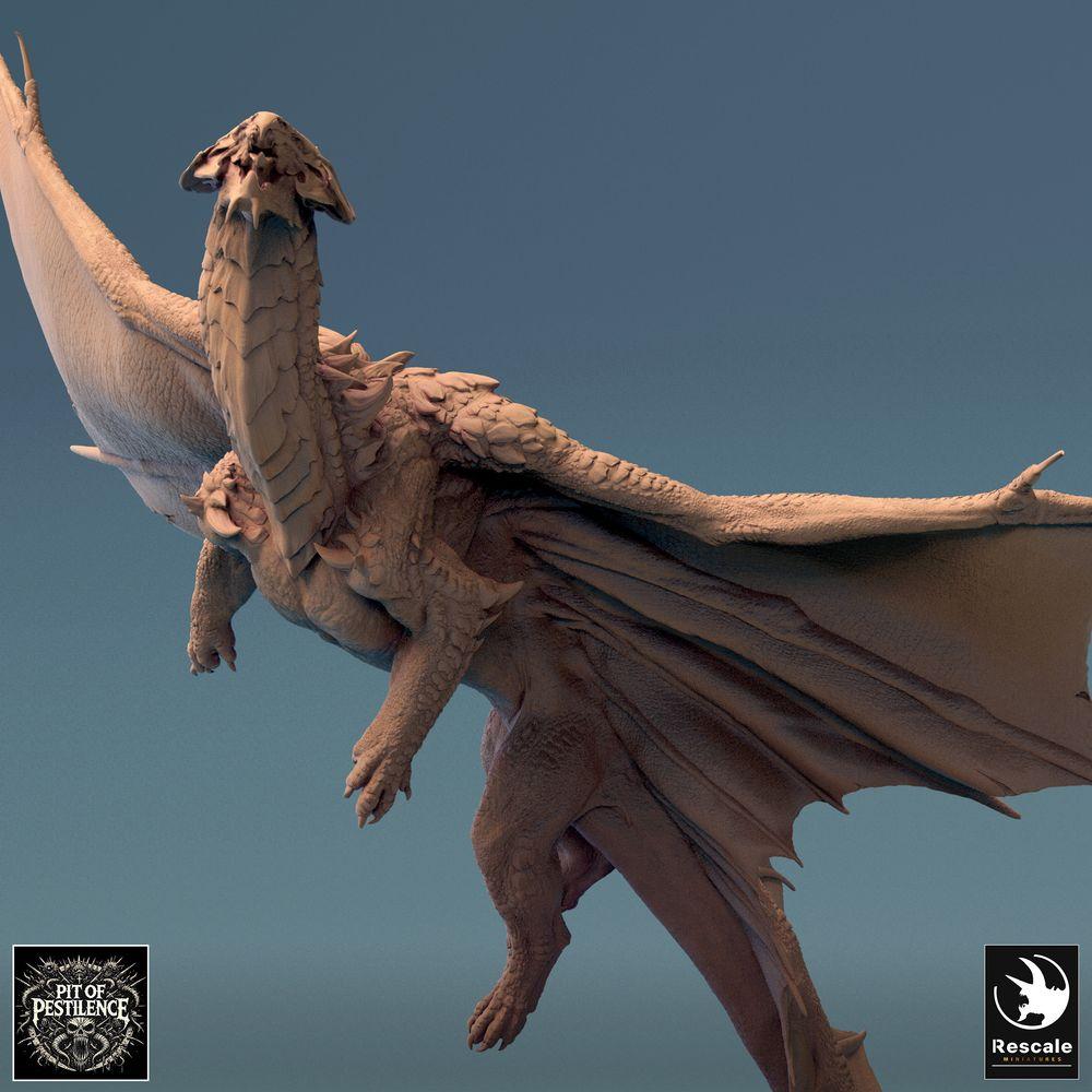 Produktfoto Tabletop 28mm Lord of the Print (LotP) 0: Tabletop Miniatur: Legendärer Messingdrache (Brass Dragon), Großdrache im Abflug, Flugdrache, Drachenmodell, Rollenspiel-Miniatur, Bossmonster (24_08_I)