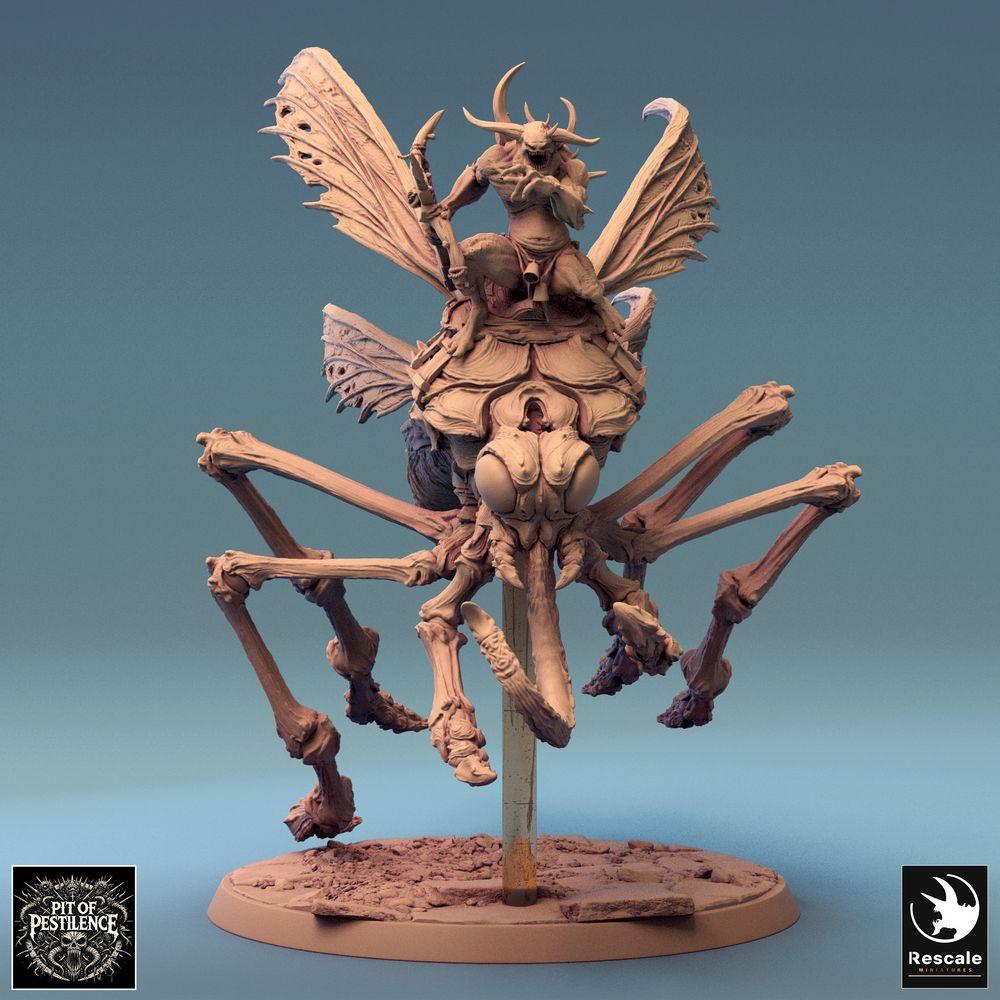 Produktfoto Tabletop 28mm Lord of the Print (LotP) 0: Tabletop Miniatur: Dämonenreiter auf Insektenbestie, Flugdämon mit Sichel, Schwarmfürst Insektenlord, Pestbringer Boss (24_08_E3)