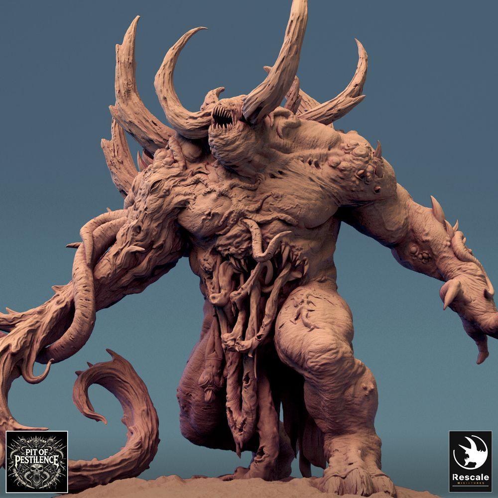 Produktfoto Tabletop 28mm Lord of the Print (LotP) 0: Tabletop Miniatur: Dämonenfürst, Verderbnisdämon, Höllenbestie mit Tentakelarm, Klauen und Hörnern, Bossmonster (Ulcerated Colossus) (24_08_K)