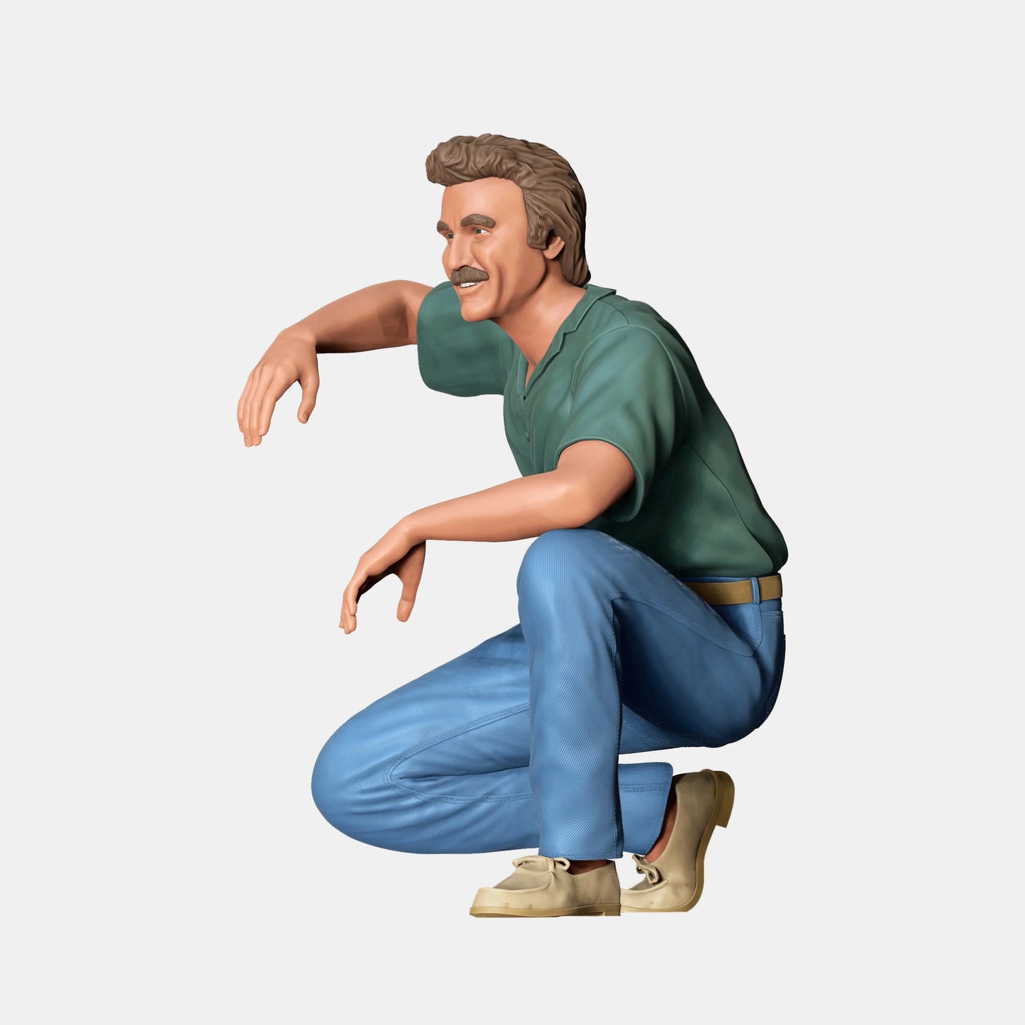 Produktfoto Diorama und Modellbau Miniatur Figur: Hockender Mann in Jeans: Cooler Typ