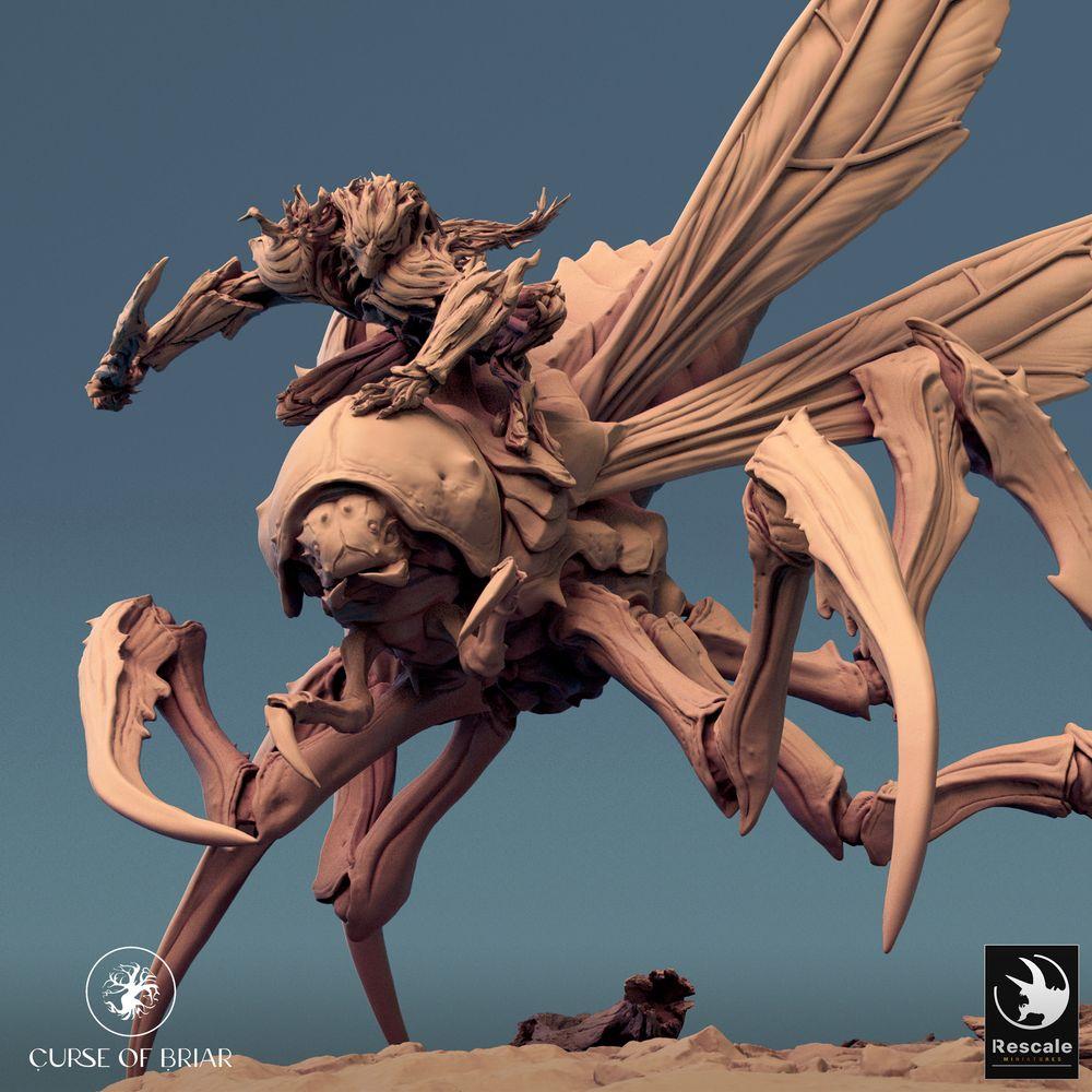 Produktfoto Tabletop 28mm Lord of the Print (LotP) 0: Tabletop Miniatur: Insektenreiter auf geflügeltem Monstermount, Schwarmreiter-Boss, Chitin-Krieger mit Knochenklinge, Beastmaster Insect Rider (24_07_D4)