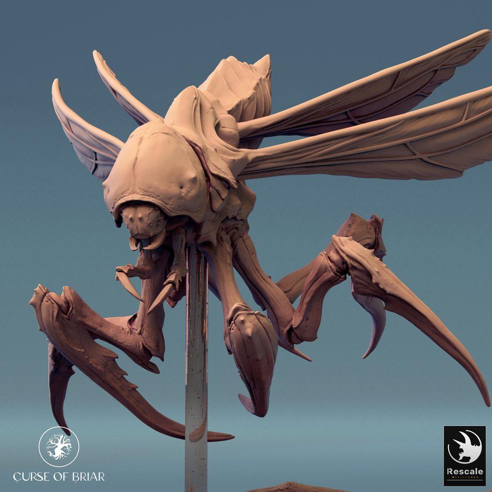 Produktfoto Tabletop 28mm Lord of the Print (LotP) 0: Tabletop Miniatur: Insektoide Großbestie - Riesenwespe Mantis-Dämon mit Sichelscheren, fliegendes Bossmonster für Dungeon Encounter und Skirmish Wargaming (Fyrionis Fly) (24_07_D5)