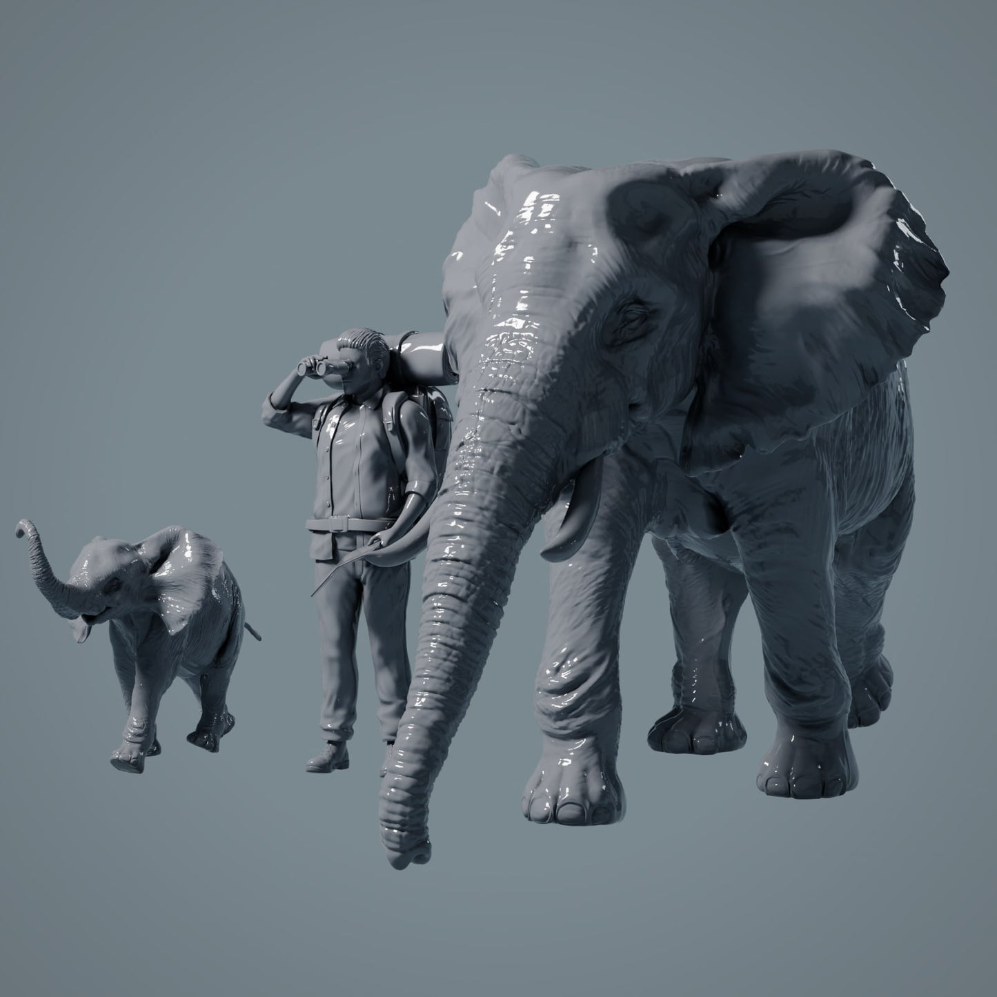 Afrikanische Elefanten Kuh und Kalb - Tiere der Savanne (23_02_04)