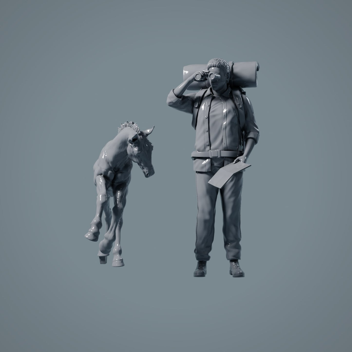 Farm Tier Figur: 2 Fohlen - laufendes und liegendes Pferd (a017)