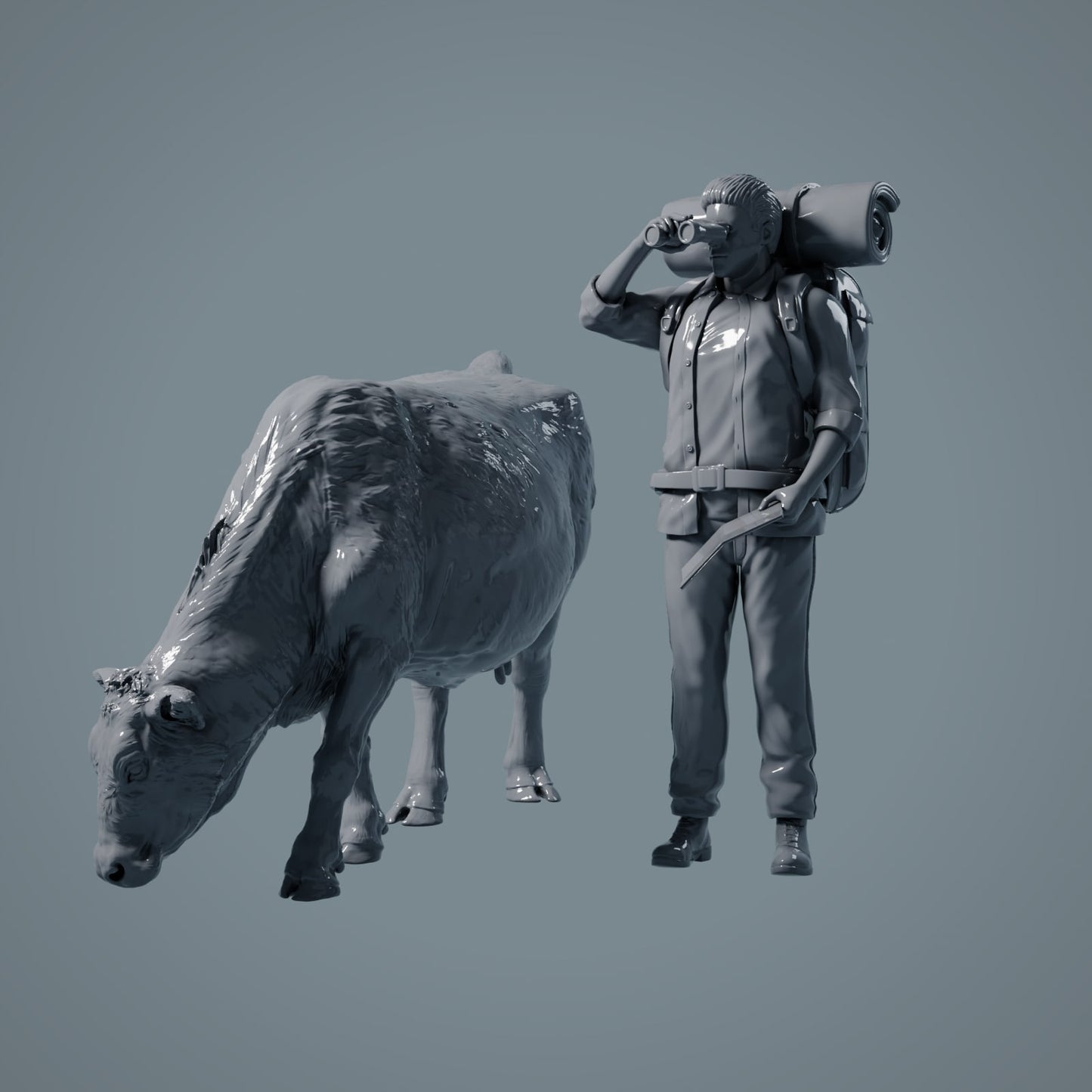 Farm Tier Figur: grasende Kuh - Red Devon Cow (a028)
