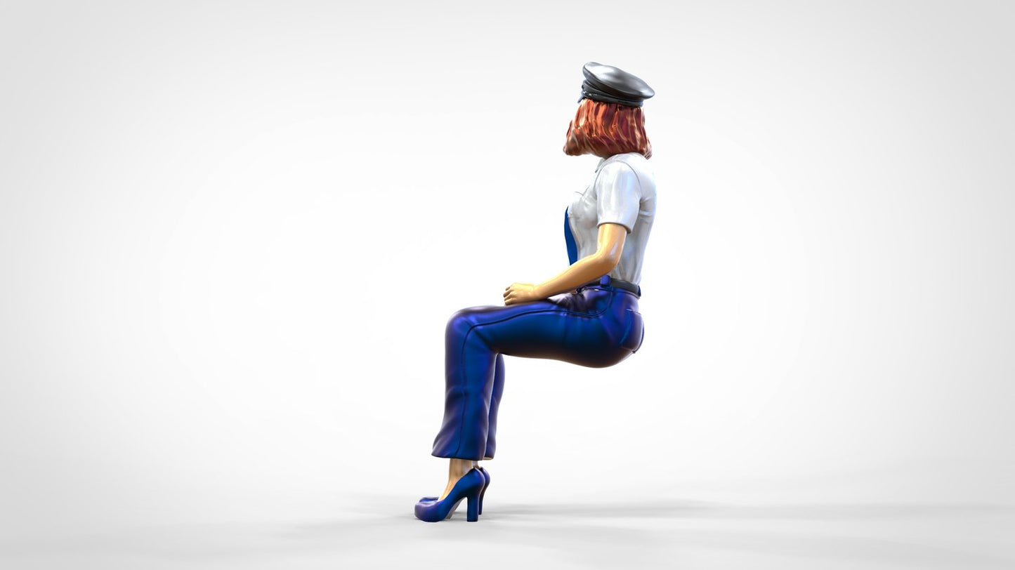 Produktfoto 0: Pilotin in Uniform sitzend: Flugzeug Personal - betätigt Hebel