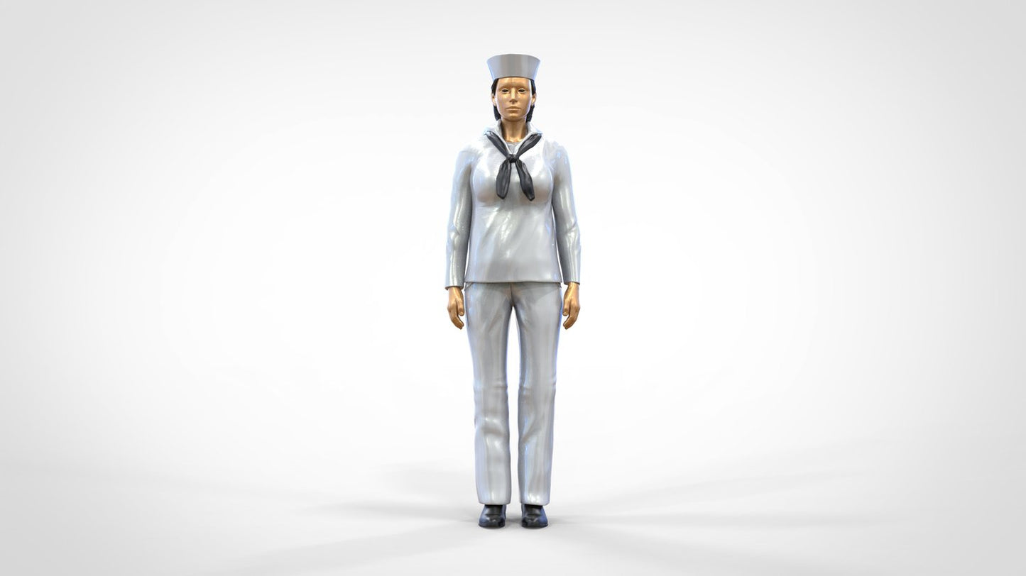 Produktfoto 0: Matrosin weiblich: Seemfrau in Uniform steht in Position
