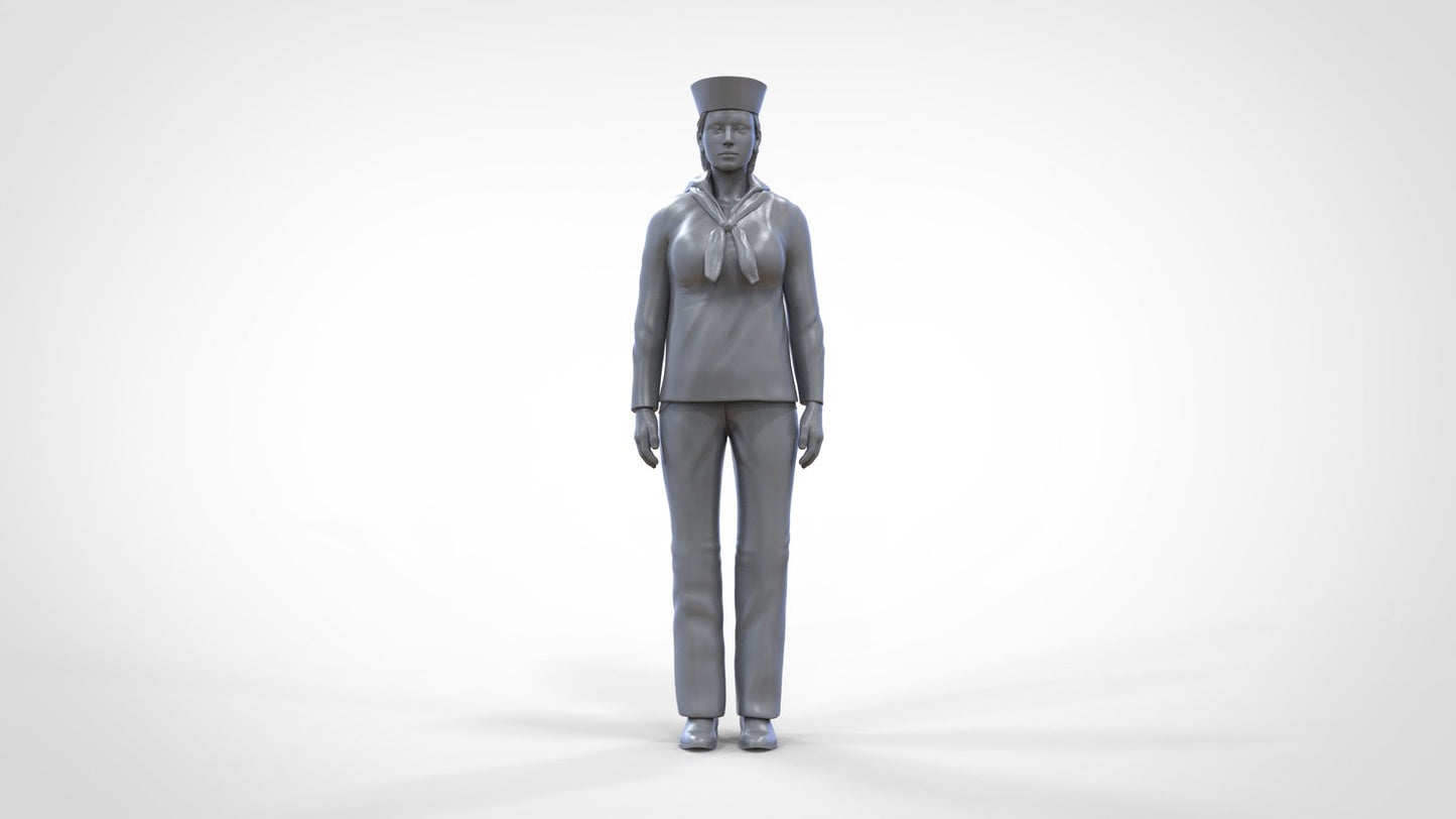 Produktfoto 0: Matrosin weiblich: Seemfrau in Uniform steht in Position