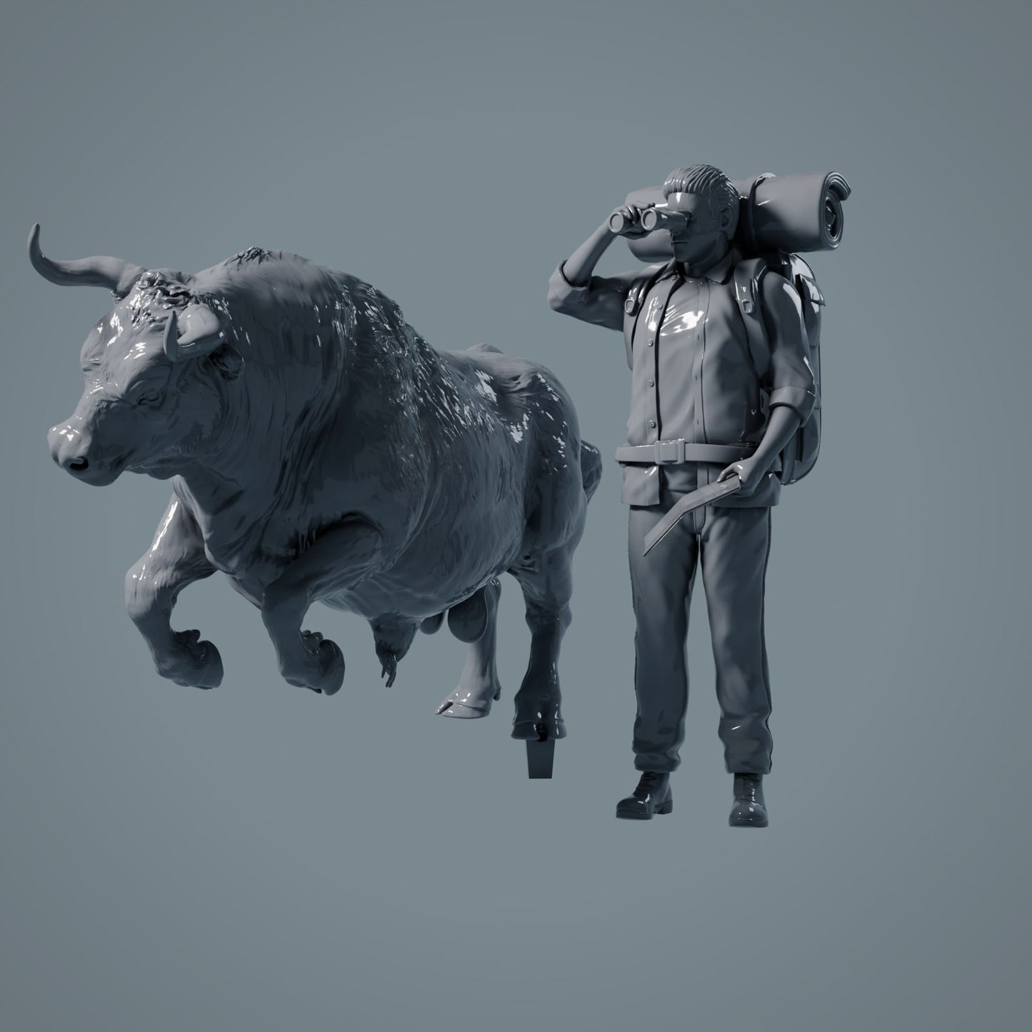 Farm Tier Figur: Bulle rasend- Red Devon Bull (a034)