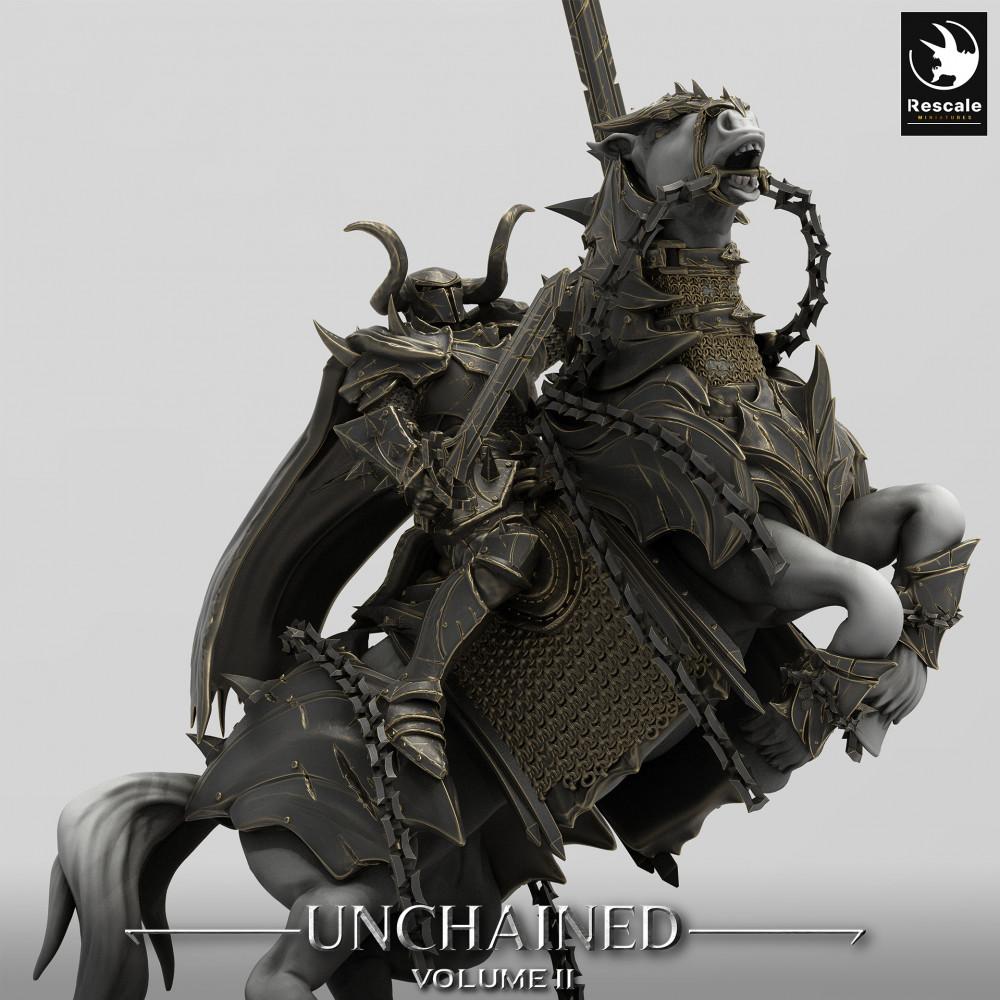 Produktfoto Tabletop 28mm Lord of the Print (LotP) 0: Tabletop Miniatur: Dunkler Ritter auf Streitross - Todesritter / Death Knight, Kavallerie‑Champion, Armee‑Anführer (24_05_N)