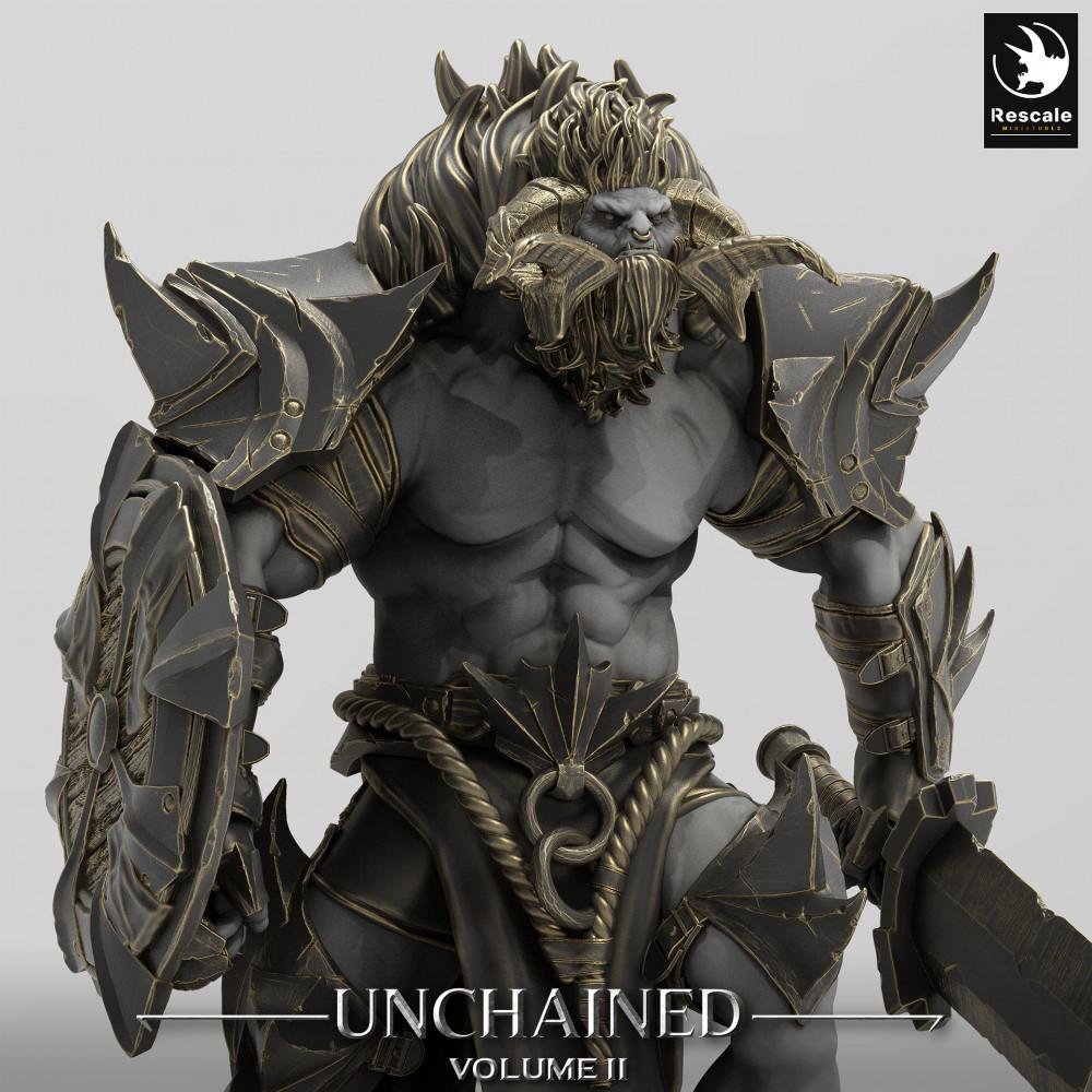 Produktfoto Tabletop 28mm Lord of the Print (LotP) 0: Fantasy Figur: Minotaurus Krieger mit Schild und Großschwert, Minotaur Warrior, Chaos Berserker (24_05_G4)